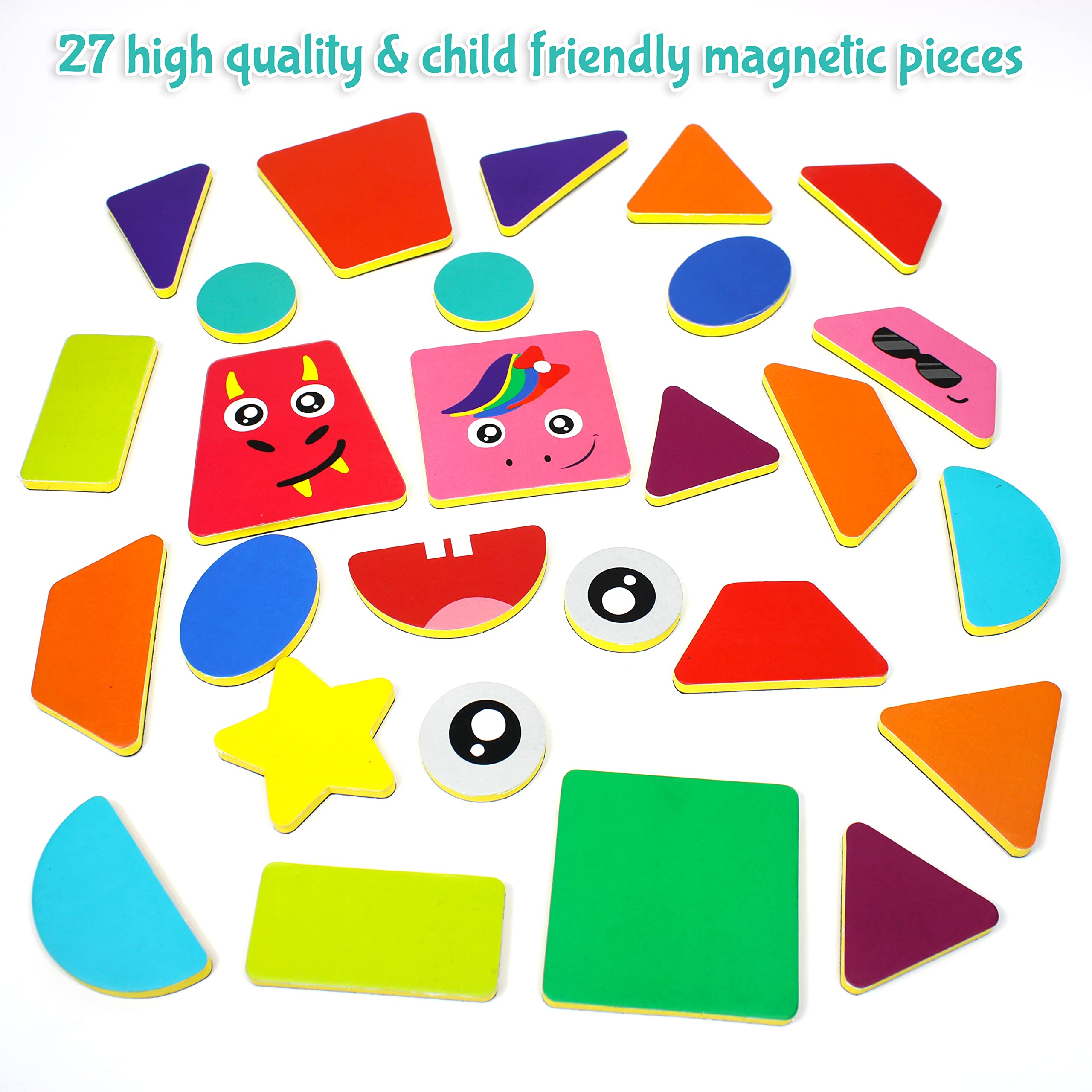 Butterfly EduFields Magnetic Shapes Puzzles for Kids Ages 3-5 | 27 Magnetic Shapes & 80+ Pattern Book | STEM Learning Toy for Boys & Girls | Perfect Birthday Gift for Preschoolers | Fridge Magnets for Early Childhood Education & Creative Play