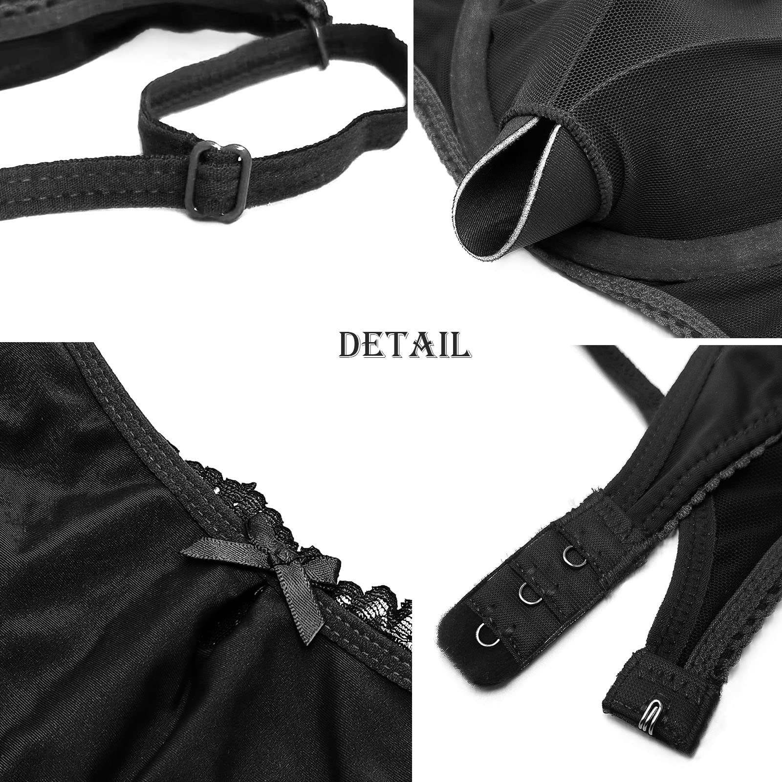 SHEKINI Women's Lace Bra & Panty Set - 2 Piece Underwire Lingerie with Removable Pads - Sexy Thong & Bra Set for Date Night, Wedding, or Special Occasions