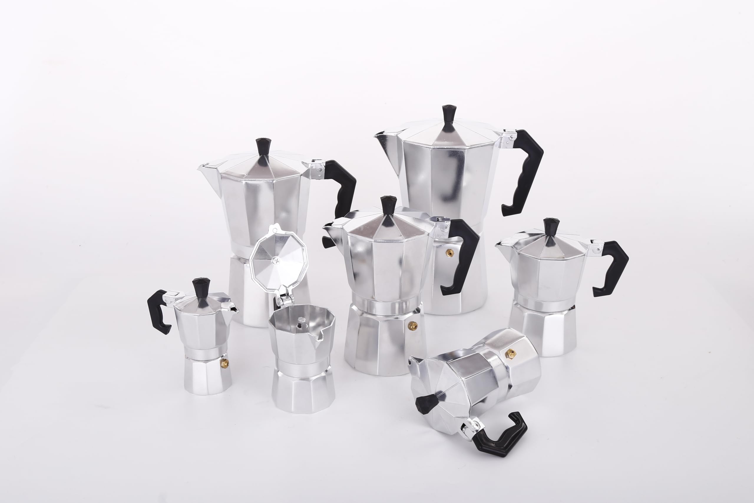 6 Cup Classic Moka Pot (9 oz) - Stovetop Espresso Maker in Aluminum Silver | Cuban Coffee Maker with Replacement Parts | Perfect for Home Brewing, Camping & Outdoor Adventures | Make Rich Espresso Coffee Easily