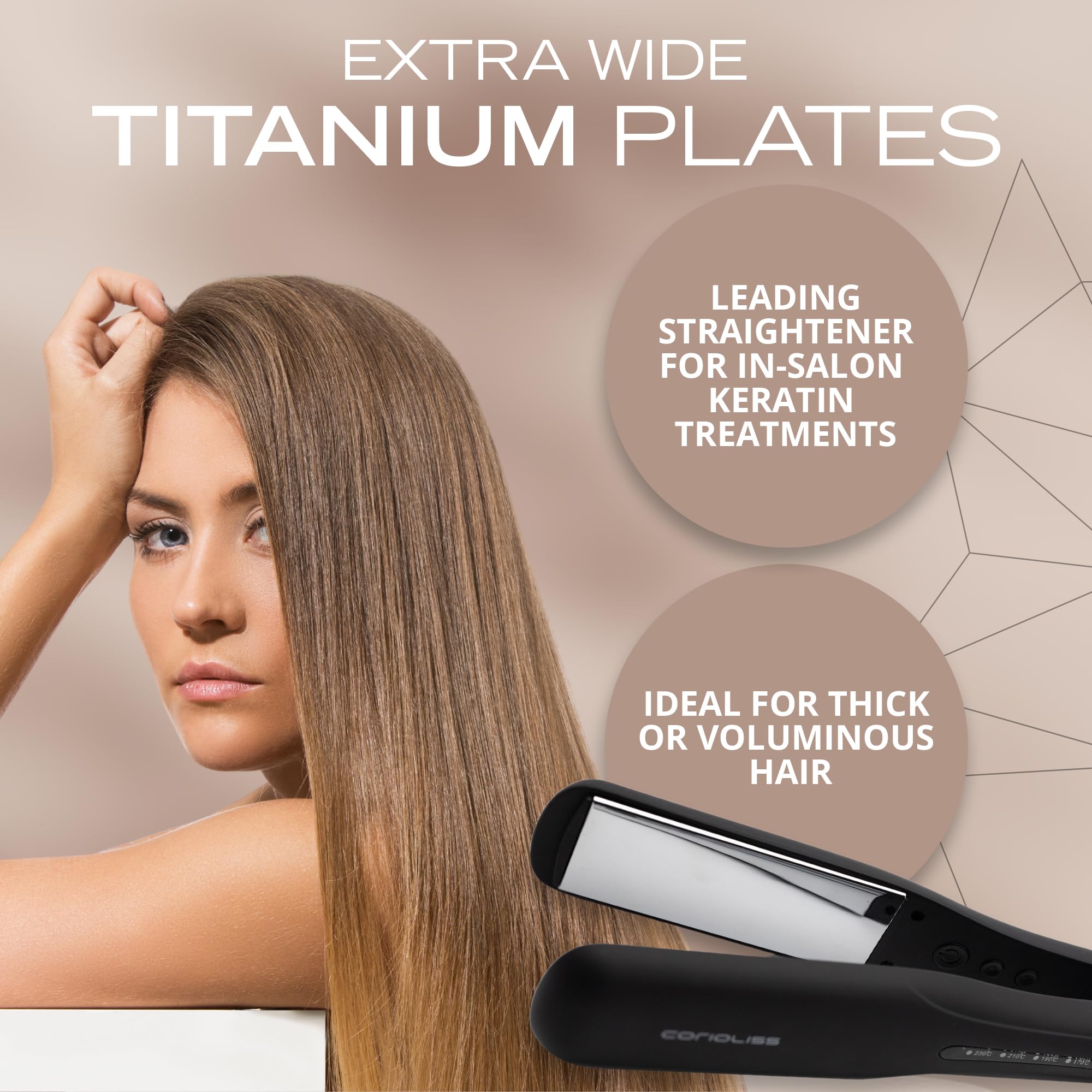 Professional Corioliss Hair Straightener for Women - Extra Wide Titanium Plates Flat Iron with UK Plug, Black Soft Touch - Perfect for Salon, Home & Travel Styling