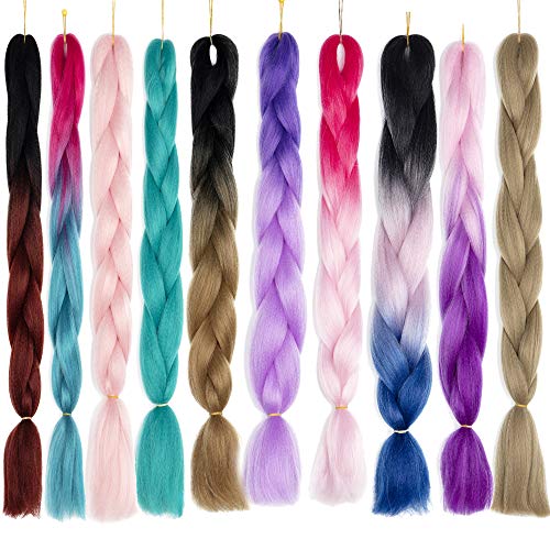 SLTY 24 Inch Jumbo Braiding Hair - Ombre Synthetic Hair Extensions for Twist & Box Braids | Perfect for Protective Styles, Cosplay & Everyday Wear