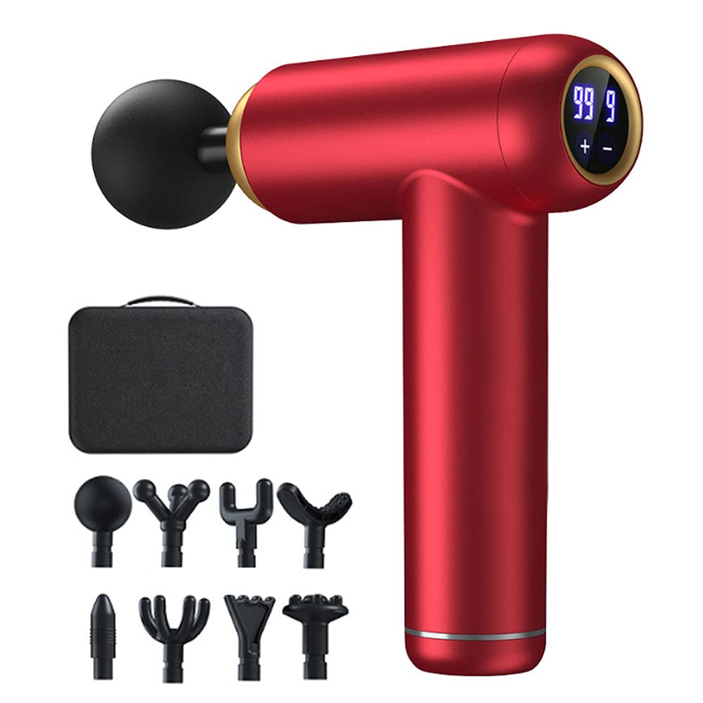 **Cordless Deep Tissue Massage Gun - Portable Percussion Massager for Muscle Pain Relief, Shoulder Relaxation & Stiffness - Quiet Fascia Gun for Athletes & Recovery (Red) - Perfect for Post-Workout, Travel & Home Use**