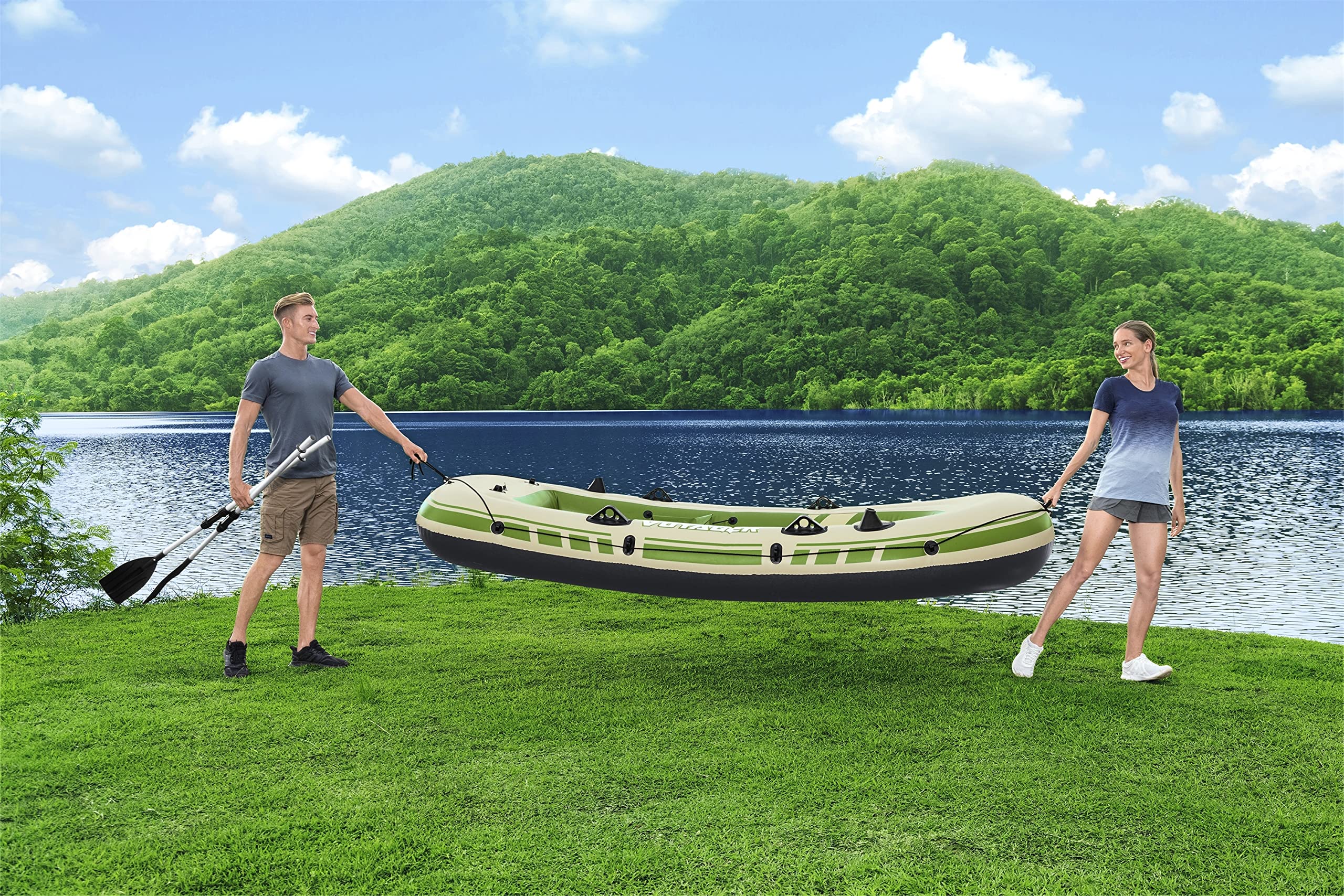 Bestway Hydro-Force Inflatable Raft Set - 2-3 Person Inflatable Boat for Kids & Adults with Oars & Pump | Durable PVC Material for Lakes, Rivers, Ponds | Perfect for Fishing, Camping & Water Recreation