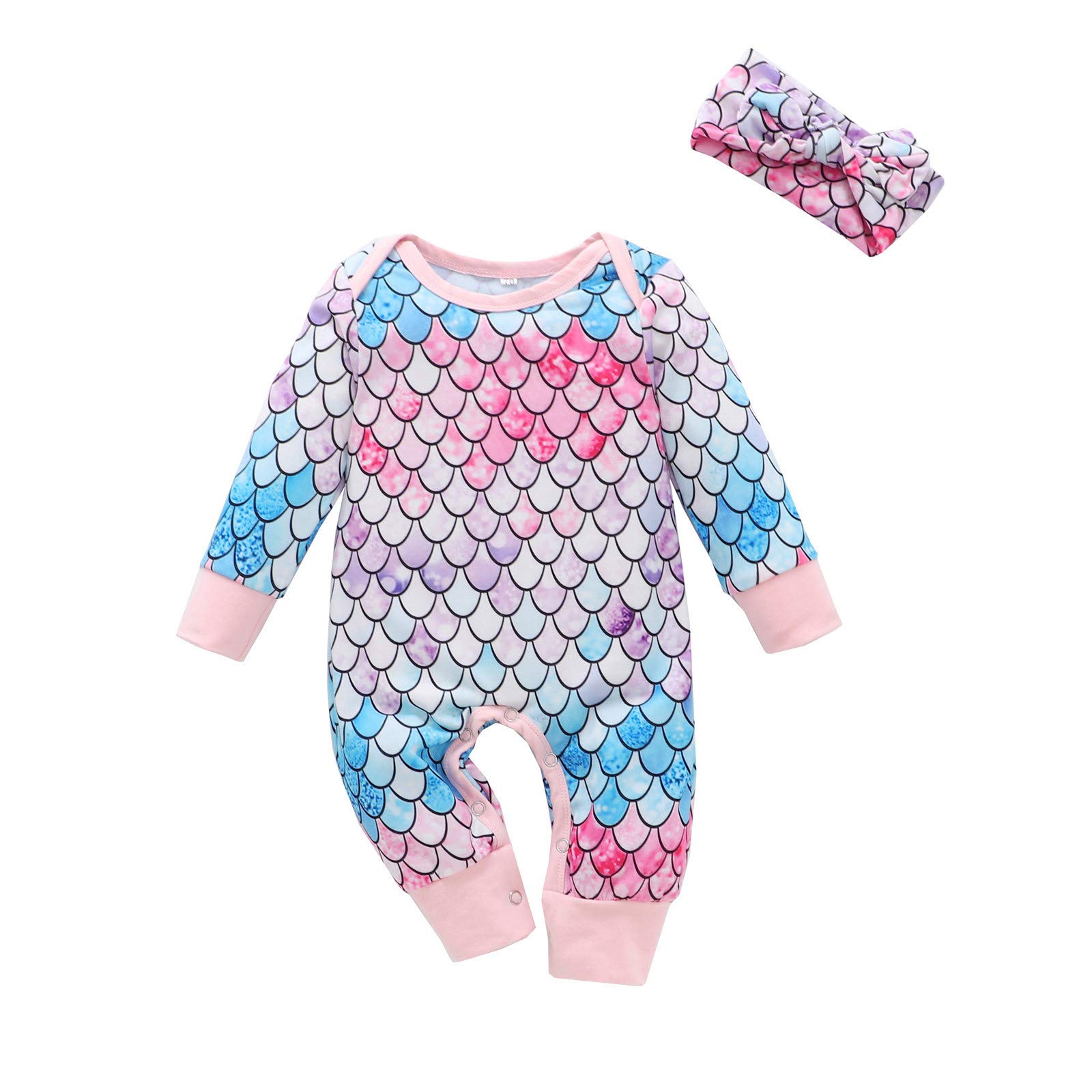 QRSHMAGS Gradient Print Romper & Headband Set for Baby Boys & Girls - Soft Cotton Jumpsuit for Infants 0-24 Months | Perfect for Playtime, Photo Shoots & Special Occasions