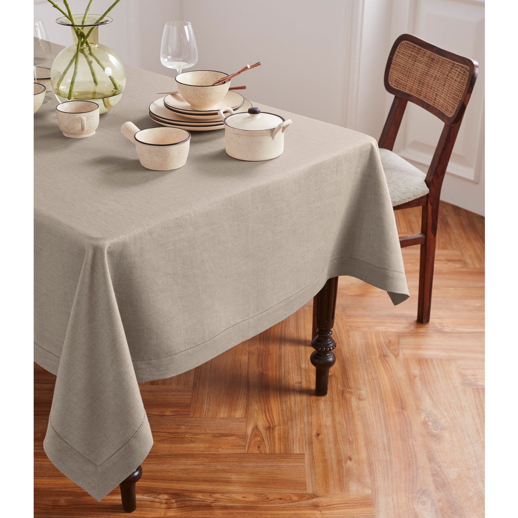 Premium Medium Weight Hemstitch Tablecloth - Elegant Dining Linen for Formal Dinners, Weddings & Special Occasions