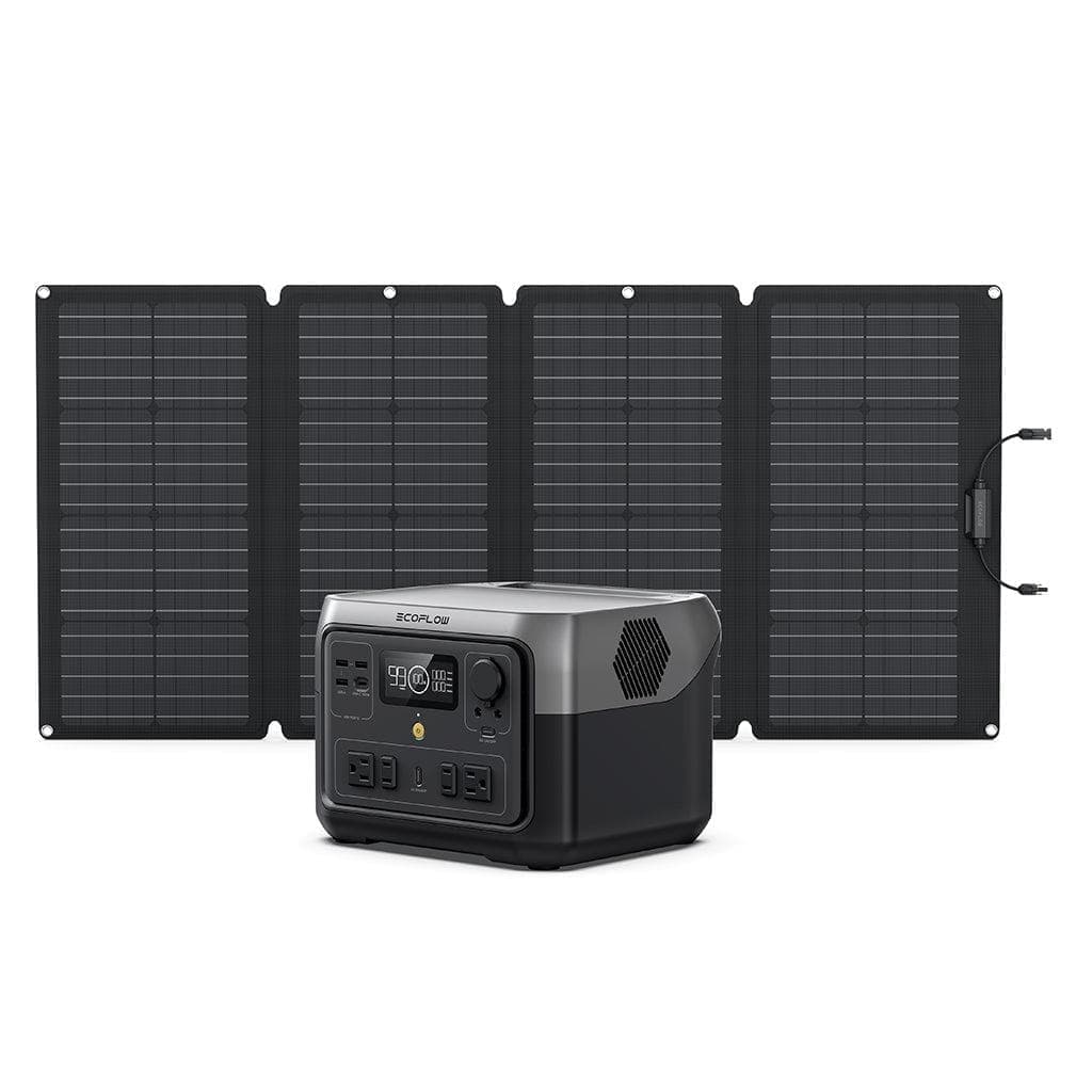 EcoFlow RIVER 2 Max 256Wh Portable Power Station with 160W Solar Panel - Solar Generator for Camping, RV, Emergency Backup & Off-Grid Power Supply