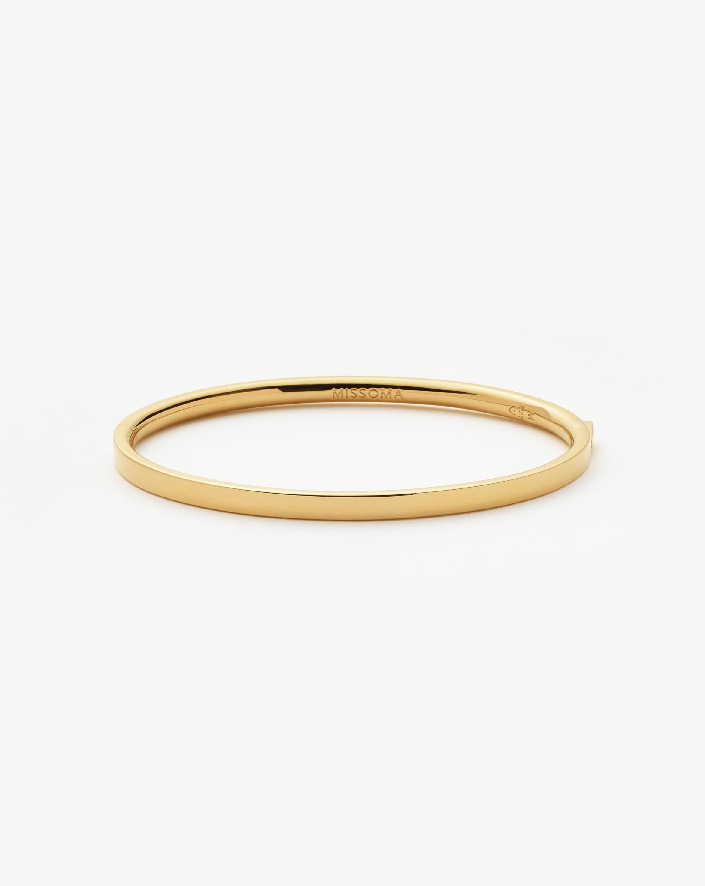 18k Gold Vermeil Classic Hinged Bangle Bracelet - Elegant Jewelry for Women, Perfect for Weddings, Parties & Special Occasions