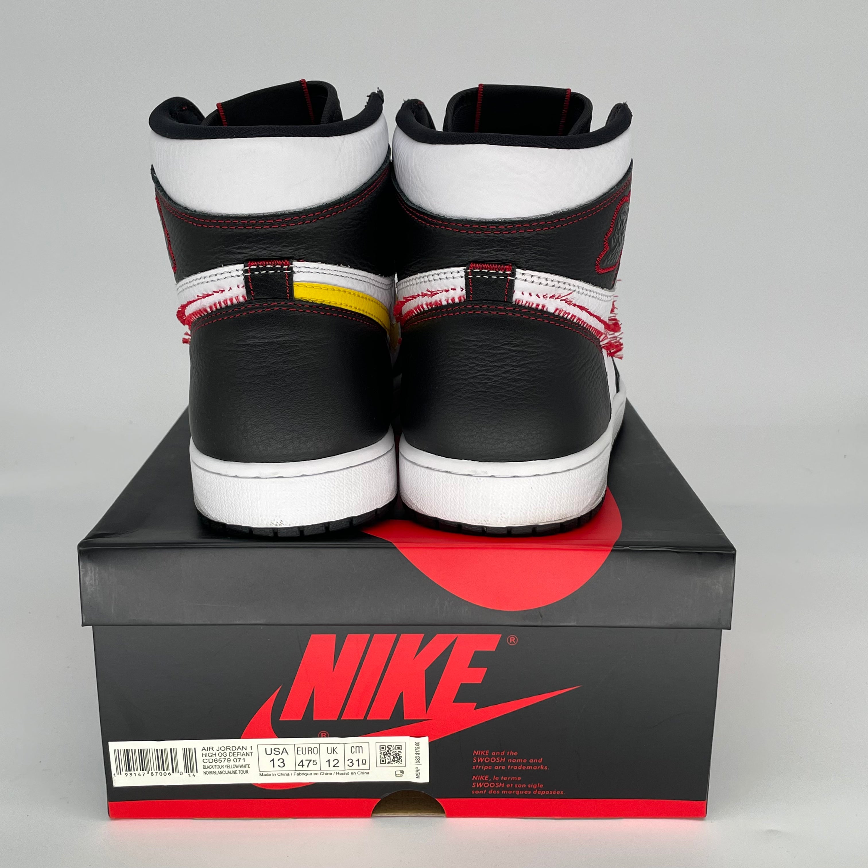Original Air Jordan 1 Defiant High OG - White/Black-Gym Red Men's Basketball Shoes Size 13 (CD6579-071) - Perfect for Streetwear & Court Performance