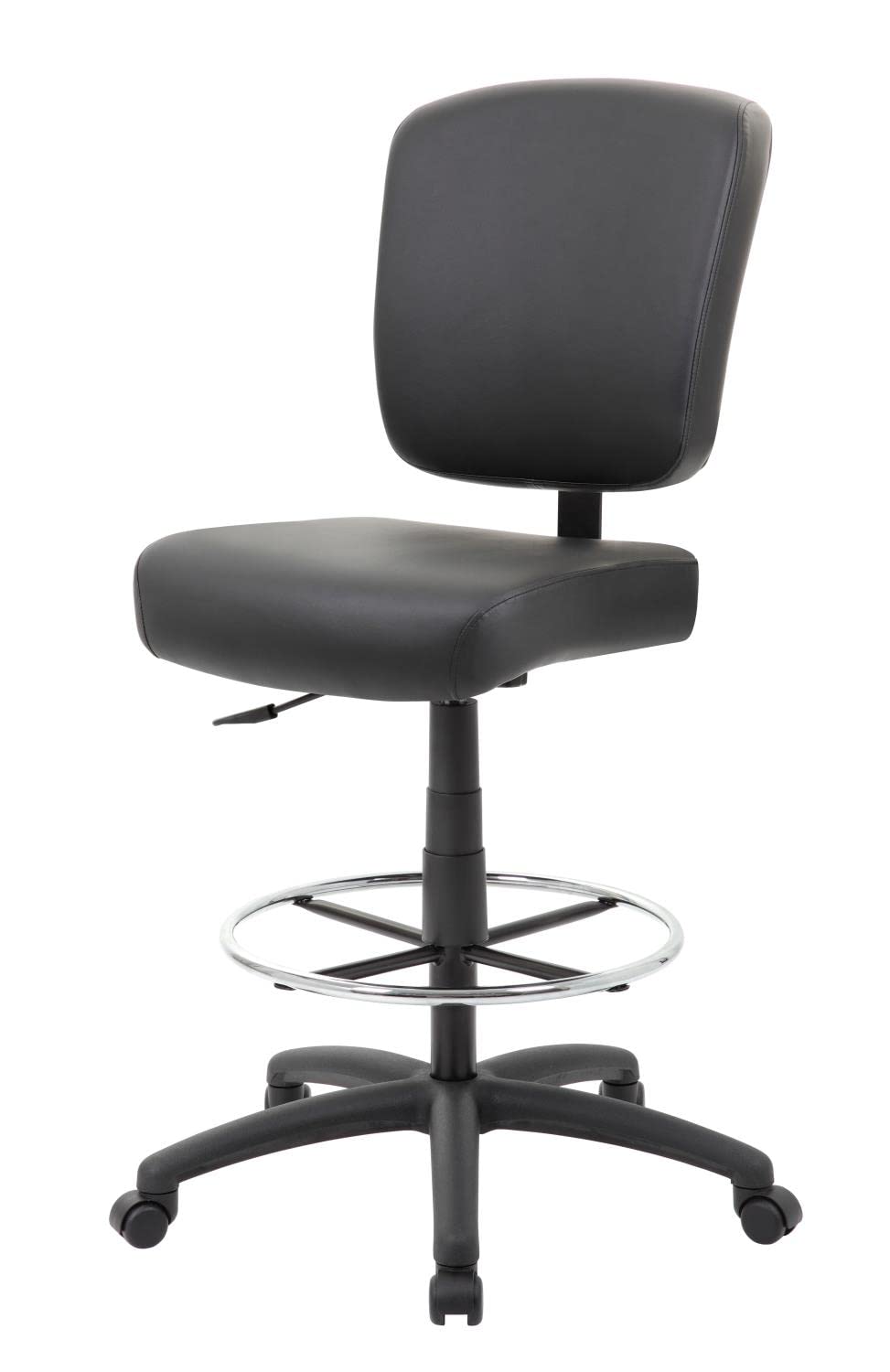 Boss Office Products Oversized Drafting Stool - Adjustable Height Ergonomic Chair for Architects & Designers, Black - Perfect for Drafting Tables, Art Studios & Home Offices