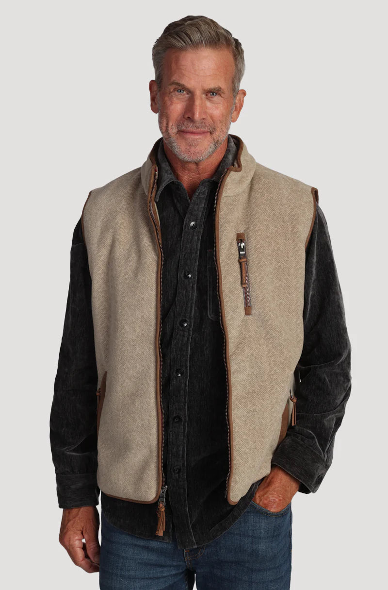 TRUE GRIT Herringbone Fleece Vest for Men & Women - Warm & Stylish Outdoor Layering for Hiking, Camping & Casual Wear