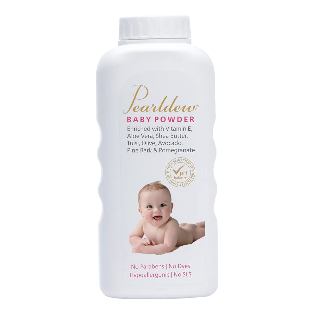 Pearldew Baby Powder 200gm with Tulsi, Neem, Aloe Vera & Natural Extracts – Paraben & Alcohol Free – Gentle & Safe for Baby Skin – Ideal for Diaper Rash, Sweat & Irritation Relief