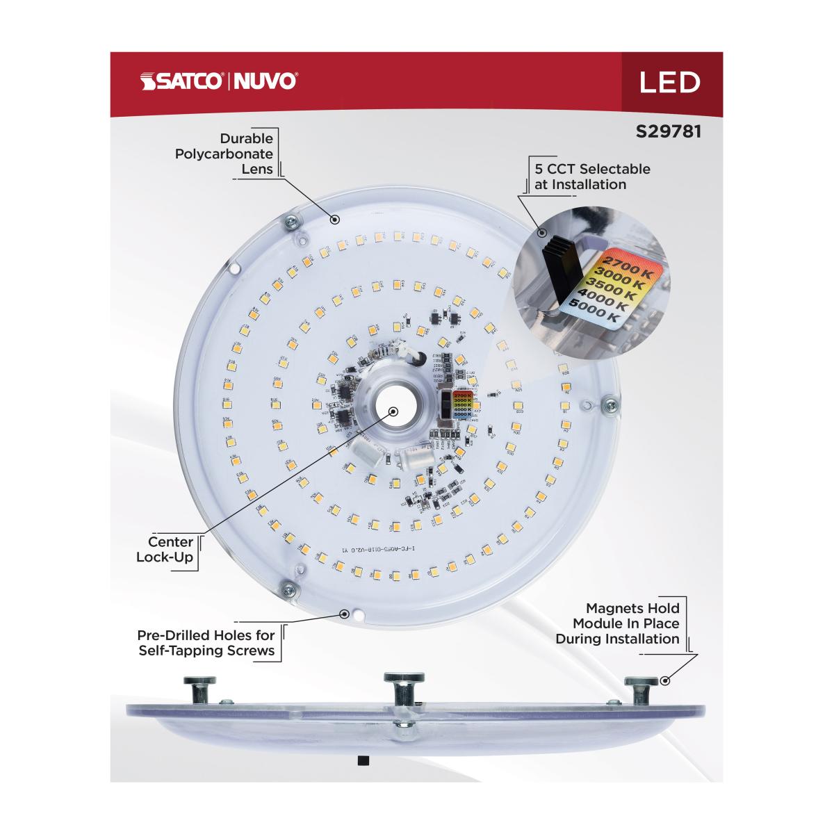 8 Inch Round Flush Mount LED Retrofit Kit - 1800 Lumens, Selectable CCT (3000K-5000K), 120V - Perfect for Kitchen, Bathroom & Closet Lighting Upgrade