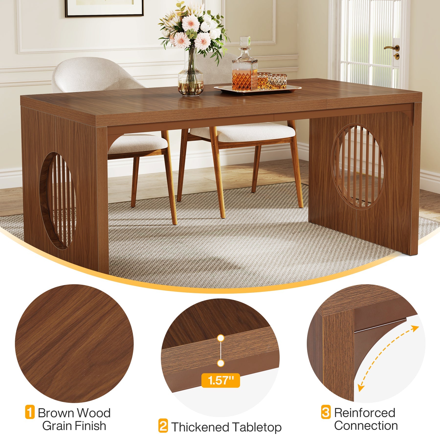 Farmhouse Dining Table for 4-6 People - 62.99