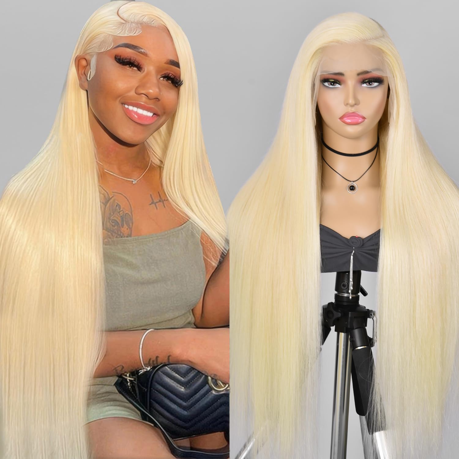 Alididi 30 Inch 613 Blonde Lace Front Wig - 13x6 Human Hair Wig 200 Density, Pre Plucked with Baby Hair - Natural Straight Lace Frontal Wig for Women - Perfect for Cosplay, Daily Wear & Special Occasions