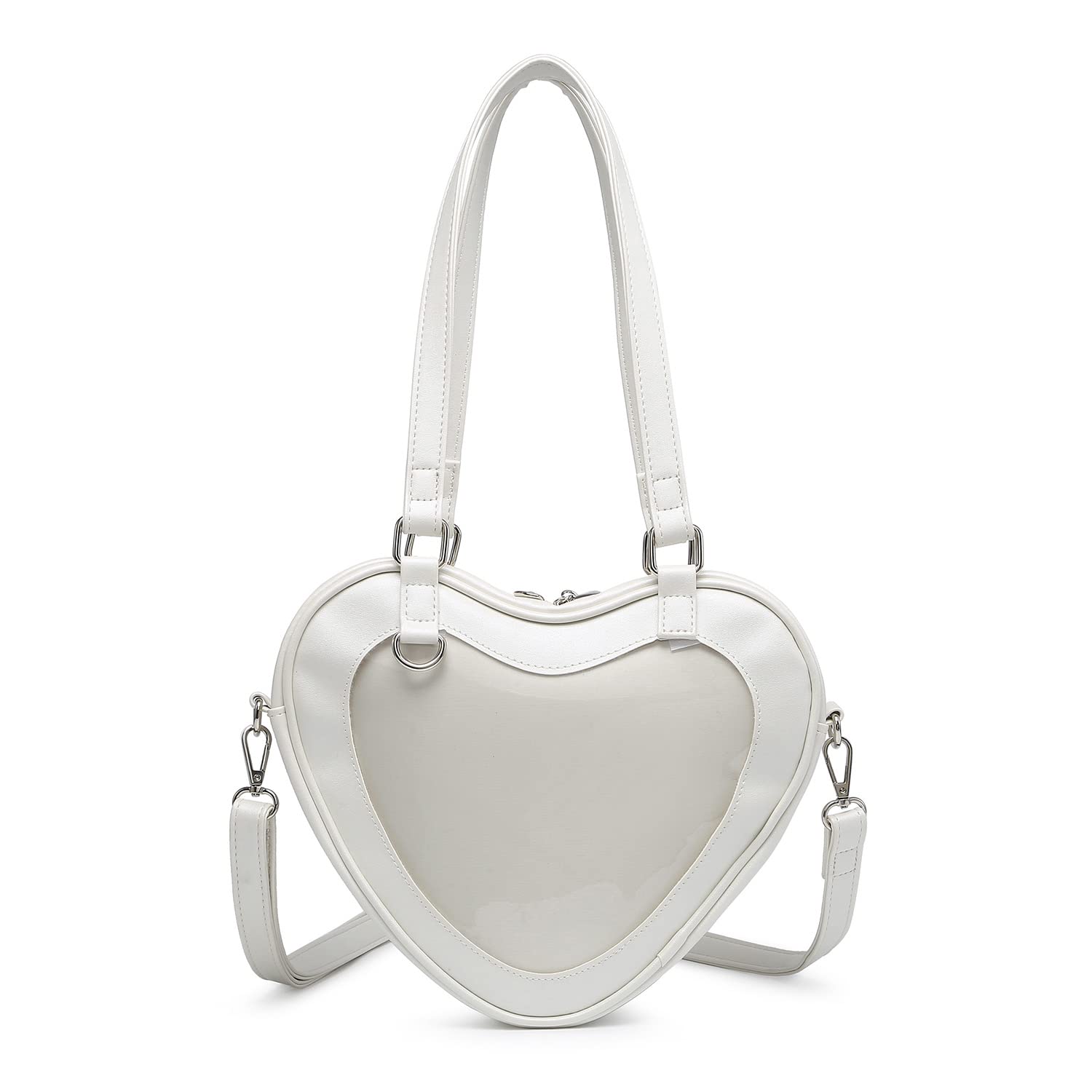 Empire Women's Heart Shaped Clear Shoulder Bag - Transparent Tote Purse & Crossbody Ita Bag for Anime Pins - Perfect for Conventions, Cosplay and Daily Use