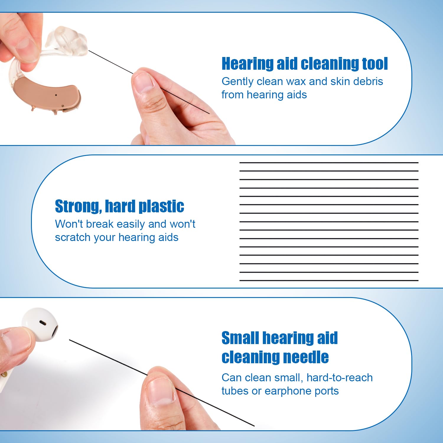 30pcs Hearing Aid Pipe Cleaners - Professional Hearing Amplifier Cleaning Needle Kit with Earbud Tube Cleaning Wires | Essential Hearing Aid Accessories for Daily Maintenance & Hygiene | Perfect for Travel, Home & Office Use