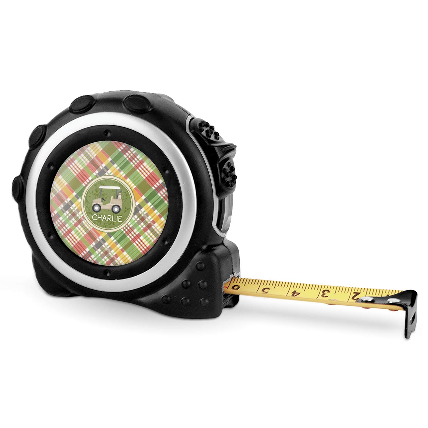 Personalized Golfer's Plaid Tape Measure - 16 Ft Retractable Measuring Tool for Golf Clubs, Bags & DIY Projects | Gift for Golf Enthusiasts