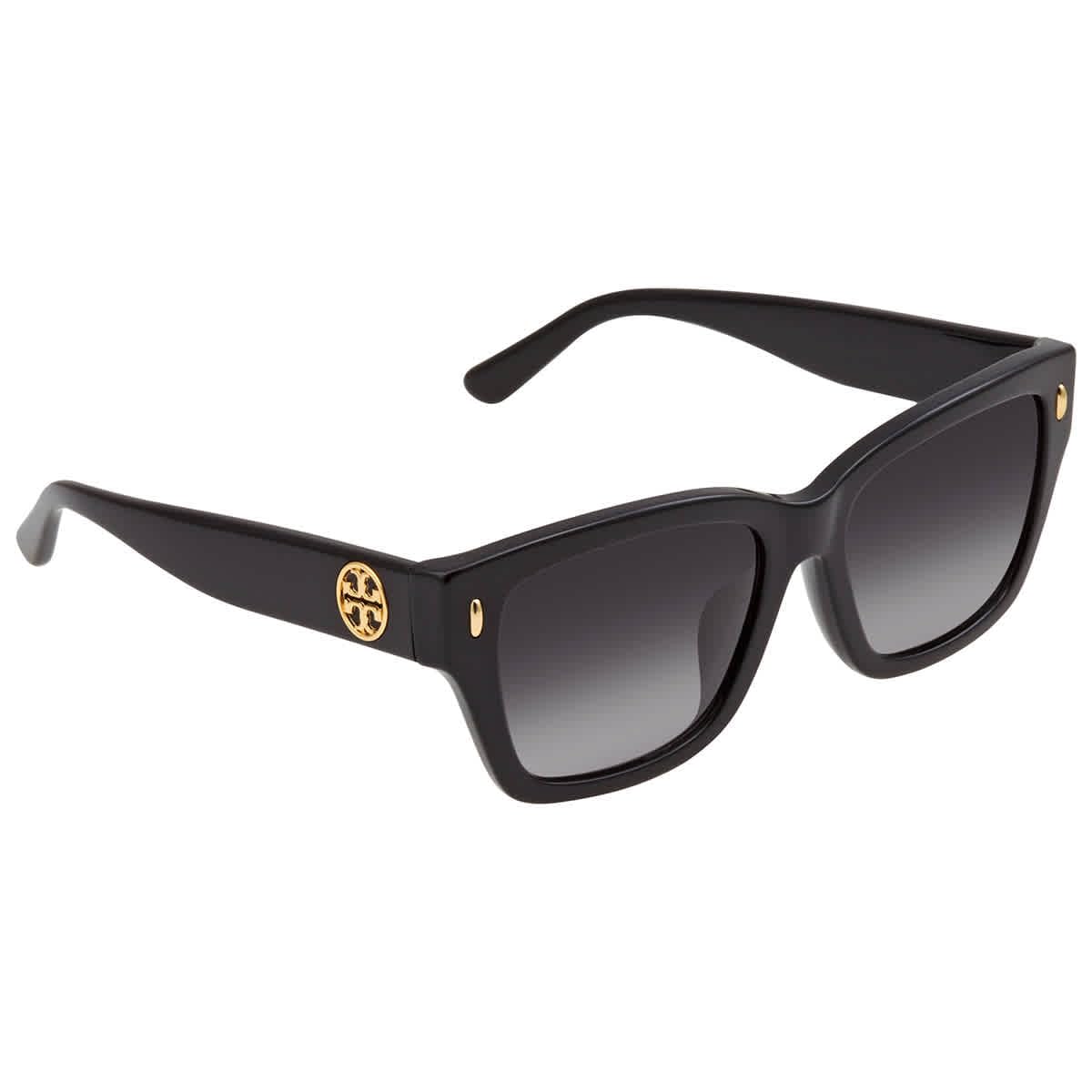 Tory Burch Women's TY7167U Polarized Rectangular Sunglasses - Black, 53mm, UV Protection, Lightweight & Comfortable - Perfect for Driving, Beach & Outdoor Activities