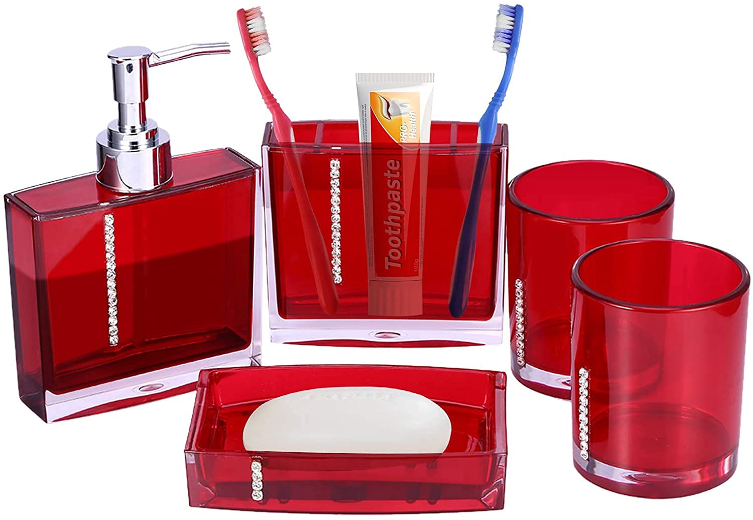 Luxury Acrylic Bathroom Set - 5pcs Vanity Organizer for Home Decor