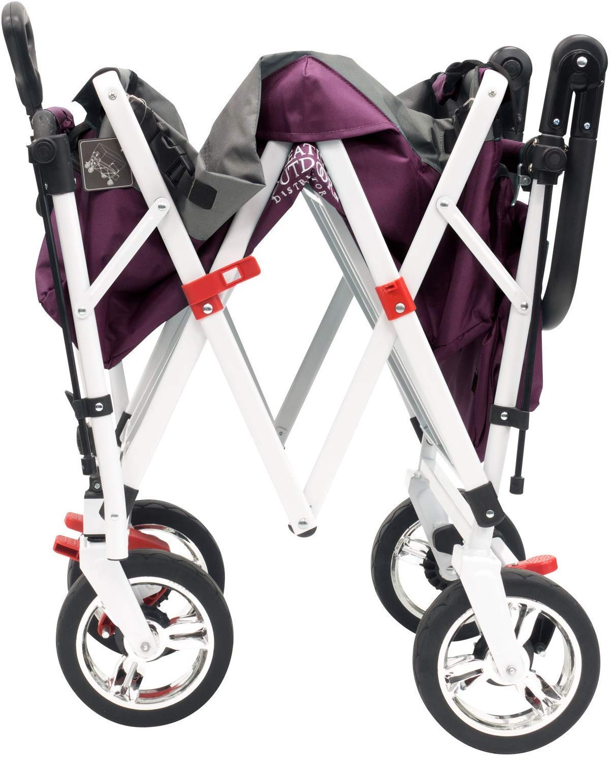 Best Push Pull Wagon for Kids - Foldable Outdoor Stroller with Removable Canopy & Safety Harness | Adjustable Handle Collapsible Garden Cart | Perfect for Beach, Park, Camping & Shopping (Purple)
