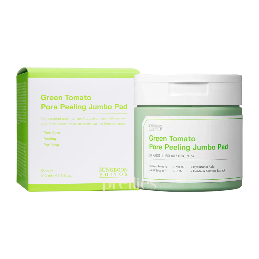 Sungboon Green Tomato Pore Peeling Jumbo Pad - 60 Pads (180ml) for Deep Cleansing & Blackhead Removal - Perfect for Daily Skincare & Acne Treatment