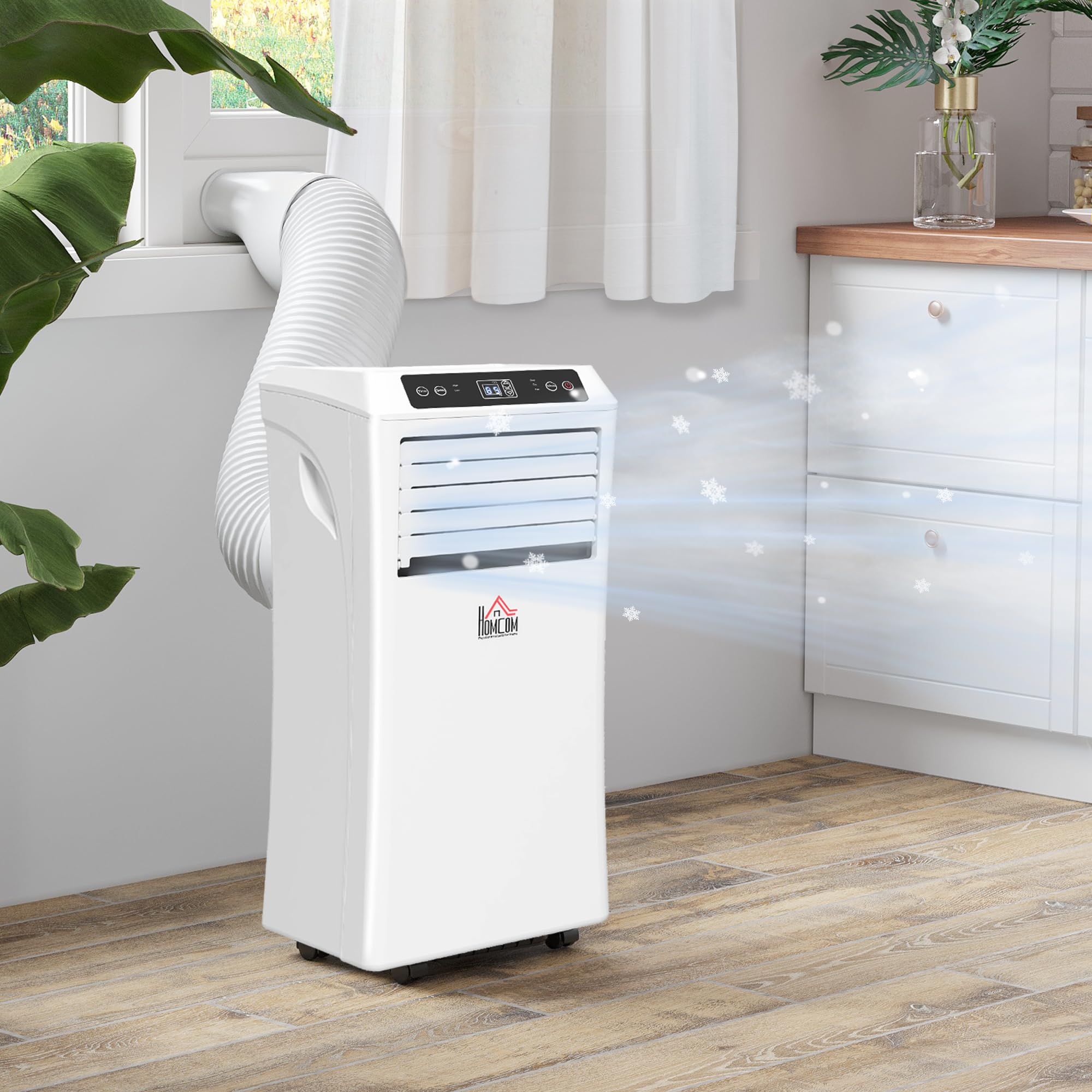 HOMCOM 10000 BTU Portable Air Conditioner with Remote Control - Cooling, Dehumidifier & Fan for Bedroom, Living Room, Home Office - White | Perfect for Summer Cooling & Year-Round Comfort