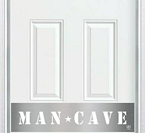 Engraved Door Kick Plate - Man Cave Design, Satin Nickel Finish for Home & Office