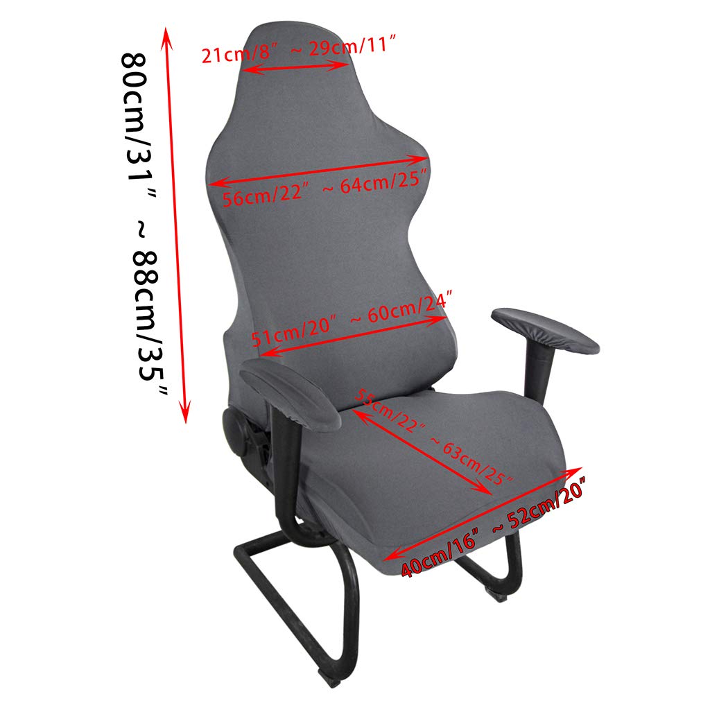 BTSKY Ergonomic Office & Gaming Chair Cover - Stretchy Polyester Slipcover for Reclining Racing Chairs - Dark Grey (Chair Not Included) | Perfect for Home Office, Gaming Setup & Workspace Comfort