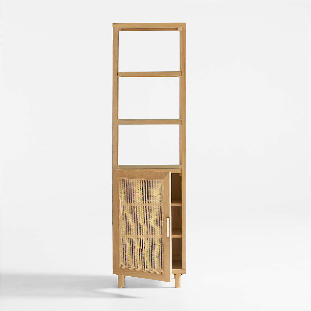 Eli Natural Oak Wood Bathroom Storage Tower - 5-Tier Organizer for Towels, Toiletries & Cosmetics | Rustic Bathroom Shelf for Small Spaces & Apartment Storage
