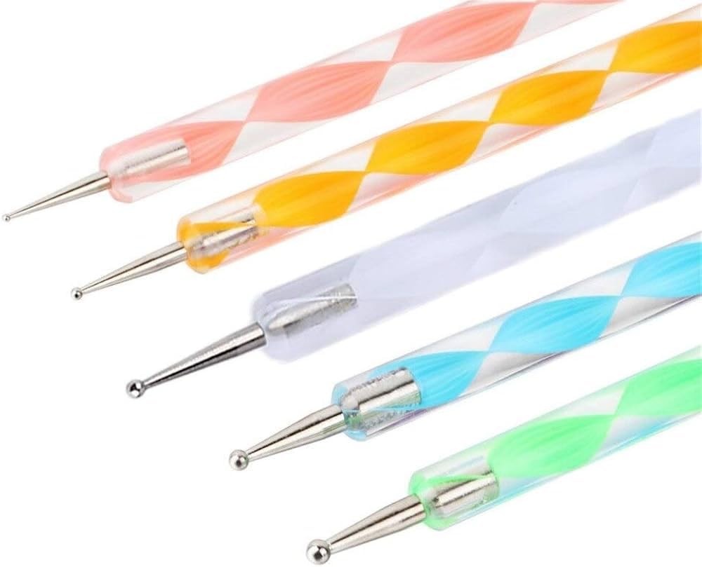 ZAUKY 5Pcs Nail Dotting Tools - Mandala & Marbleizing Kit for Nail Art & Dot Painting (Multicolor) - Perfect for Salon & DIY Nail Designs