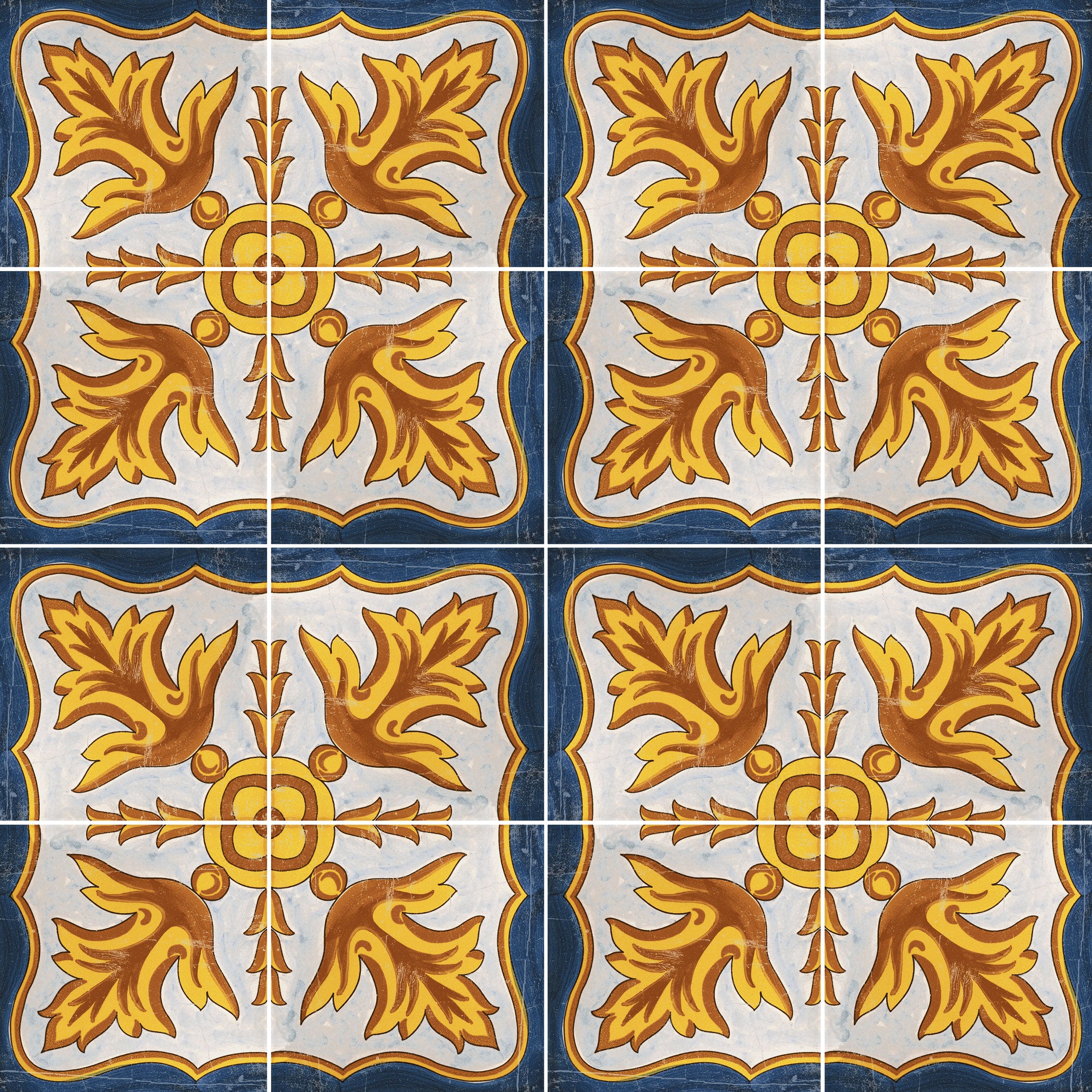 Vita Sole 02 Spanish Encaustic Cement Tiles - Handmade Orange County Floor & Wall Tiles for Kitchen, Bathroom & Patio Decor