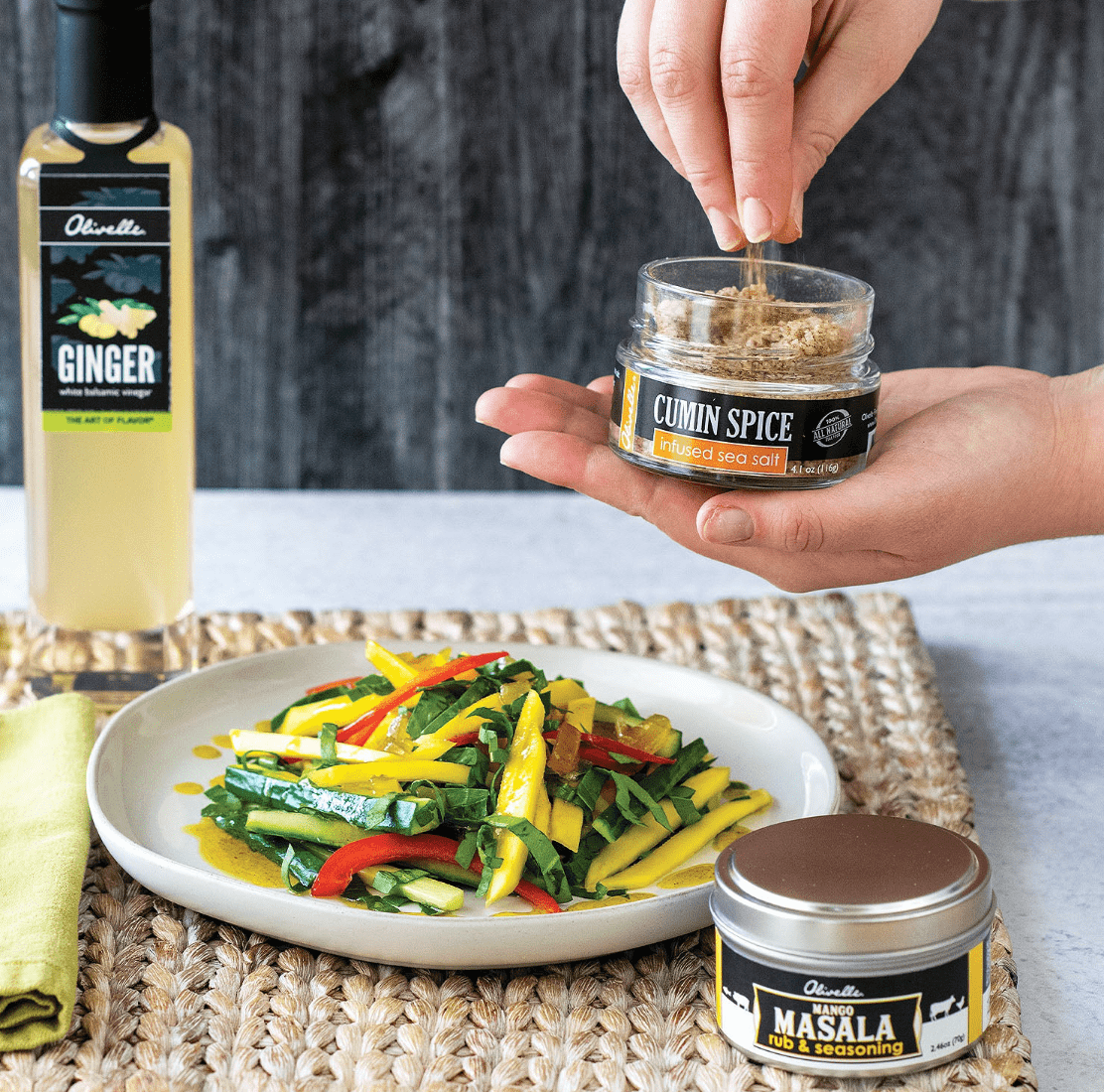 Olivelle Premium Cumin Spice Sea Salt - Organic Seasoning Blend for Grilling, Roasting & Cooking - Perfect for Meat, Fish & Vegetables