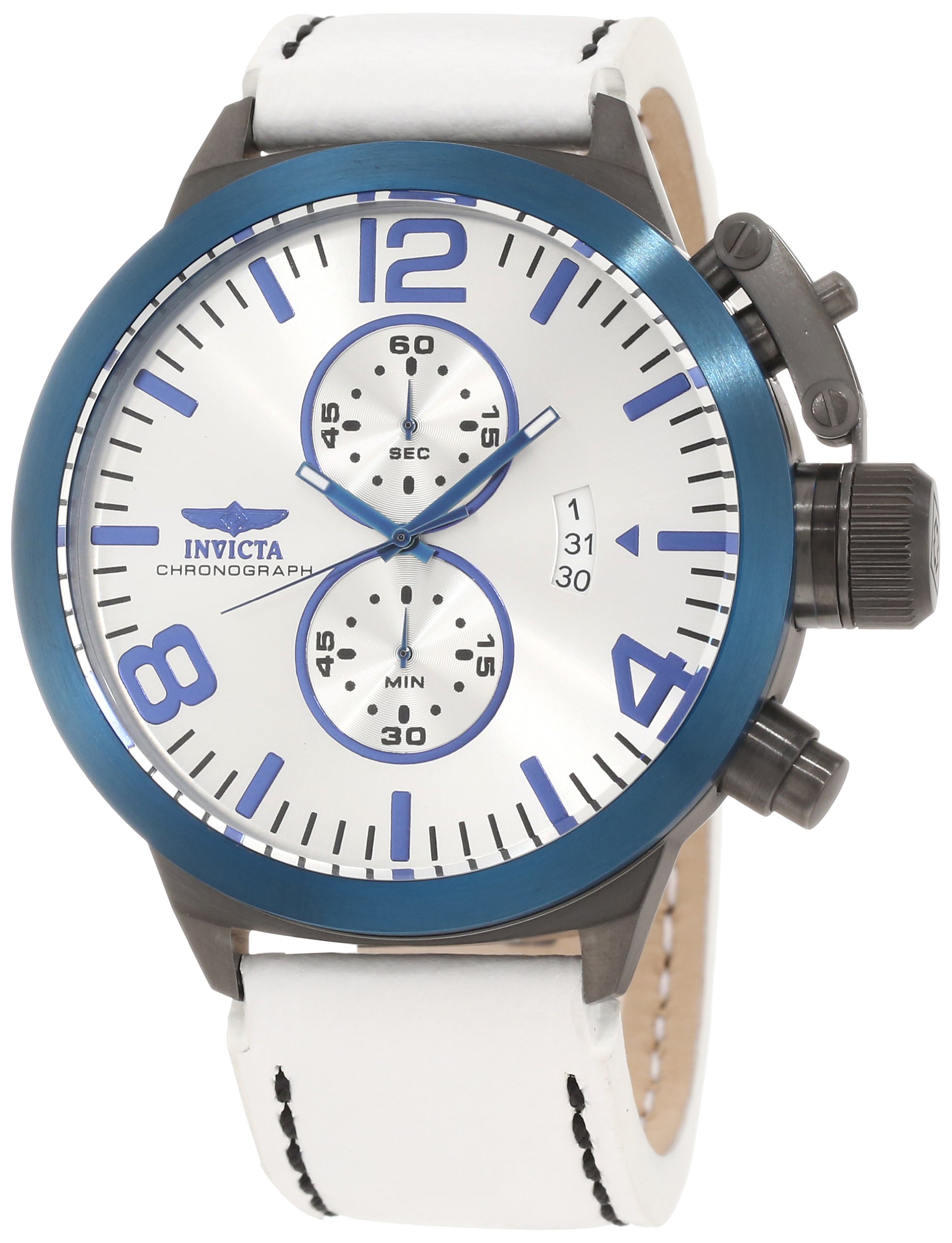 Invicta Men's 80008 Corduba Chronograph Silver Dial White Leather Watch - Stylish Dress Watch for Business, Formal Events & Everyday Wear