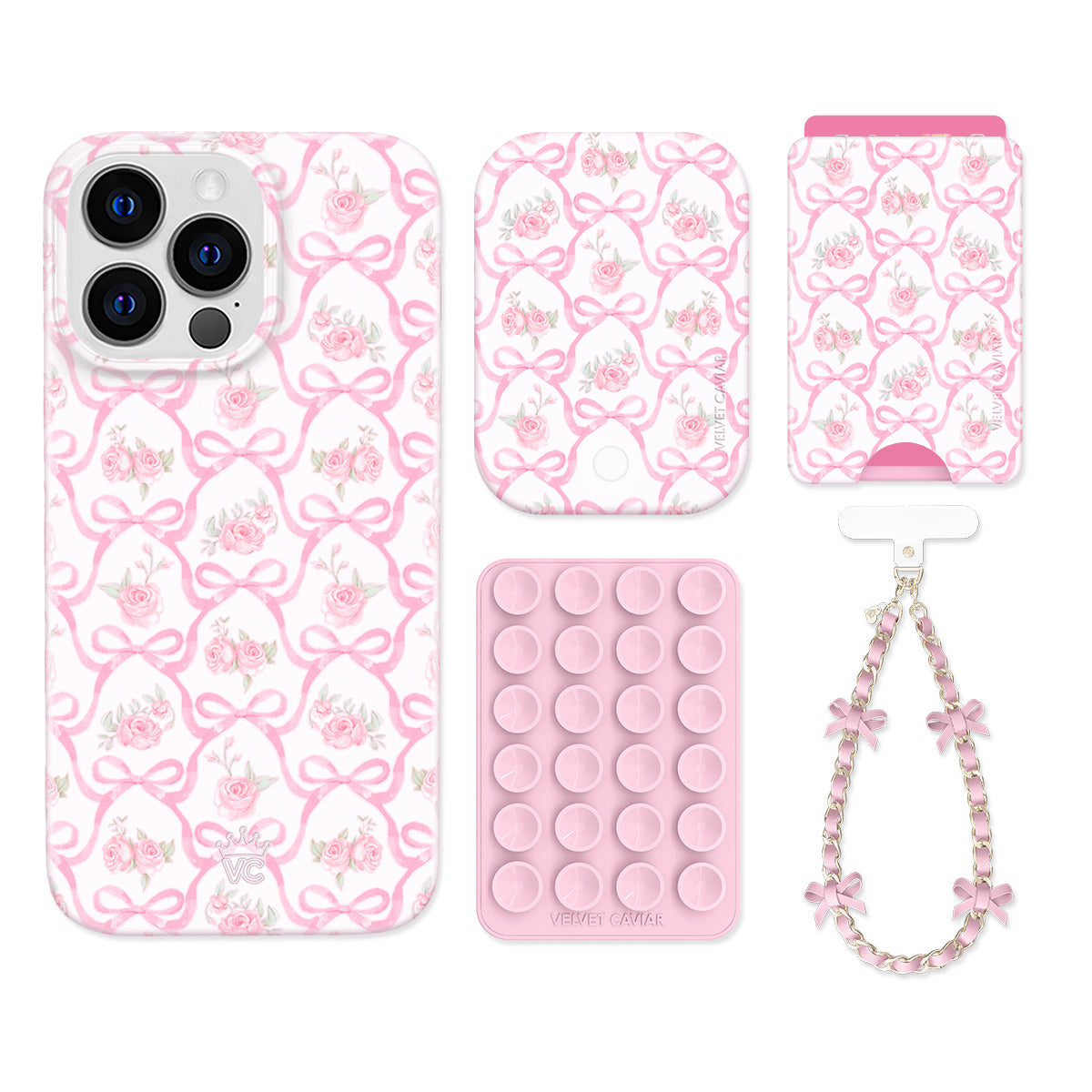 Cute Pink Bow iPhone Case with Wallet - Stylish Phone Holder for Women & Girls - Perfect for Everyday Use, Travel, and Gifting