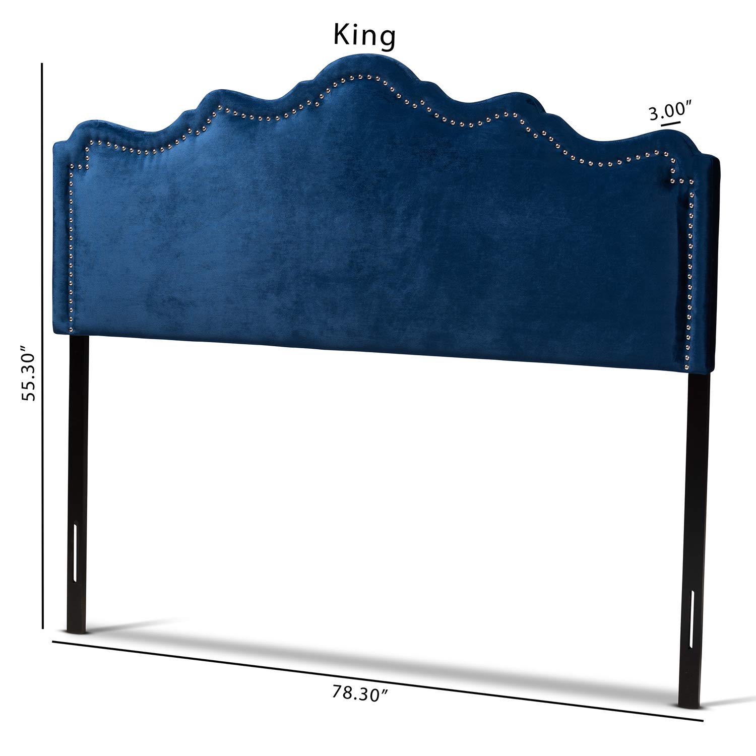 Baxton Studio Nadeen Modern Navy Blue Velvet Queen Size Headboard - Upholstered Fabric Bed Frame for Master Bedroom & Guest Room Decor