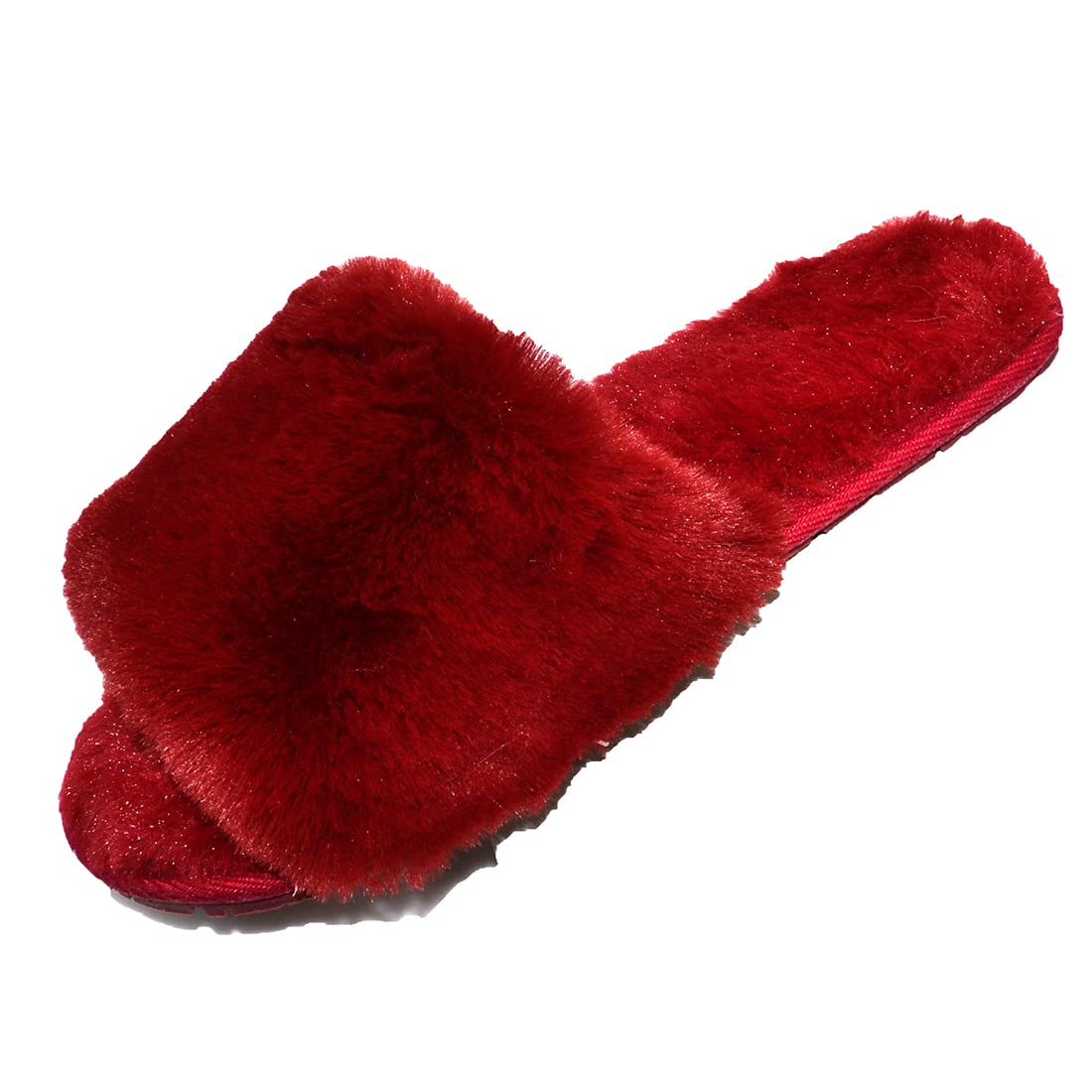 Millffy Women's Fluffy Faux Wool Fuzzy Slippers - Open Toe Soft Fur House Shoes for Women - Cozy Indoor/Outdoor Slippers for Lounge, Spa & Home Comfort