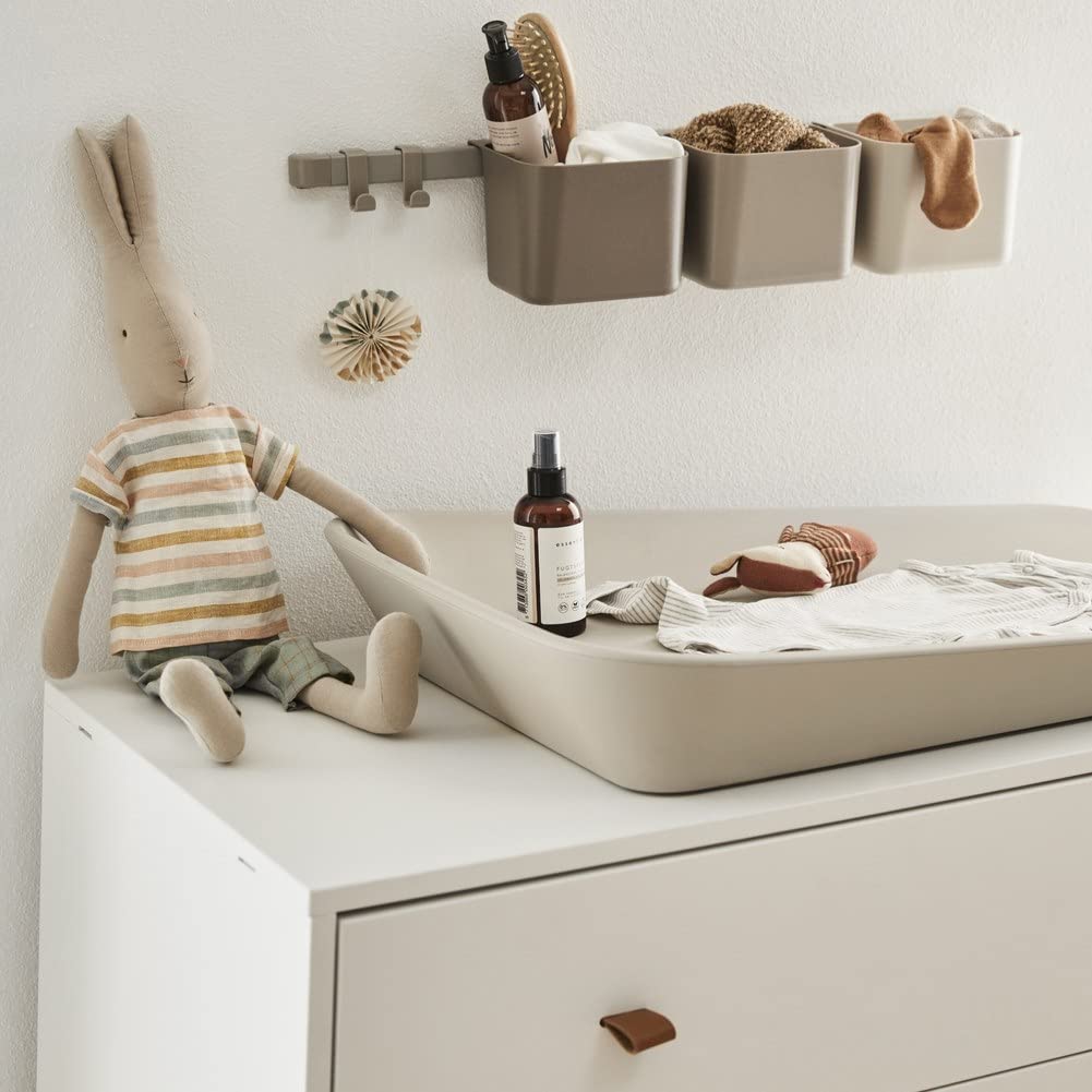 Leander 3-Piece Organizer Set with 1 Long Rail & 2 Hooks in Cappuccino - Stylish Storage Solution for Bedroom, Bathroom & Office Organization