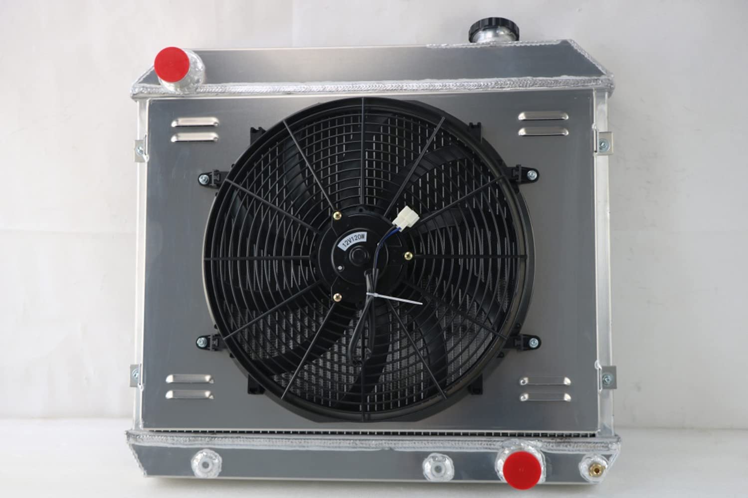 High-Performance 3-Row Full Aluminum Radiator with Fan Shroud & Relay Kit - Compatible with Cutlass F85 64-66, Chevy Truck C/K Series 10/20/30 63-66, GMC 1000/1500/2500 Series 65-66 - Perfect for Engine Cooling & Restoration Projects