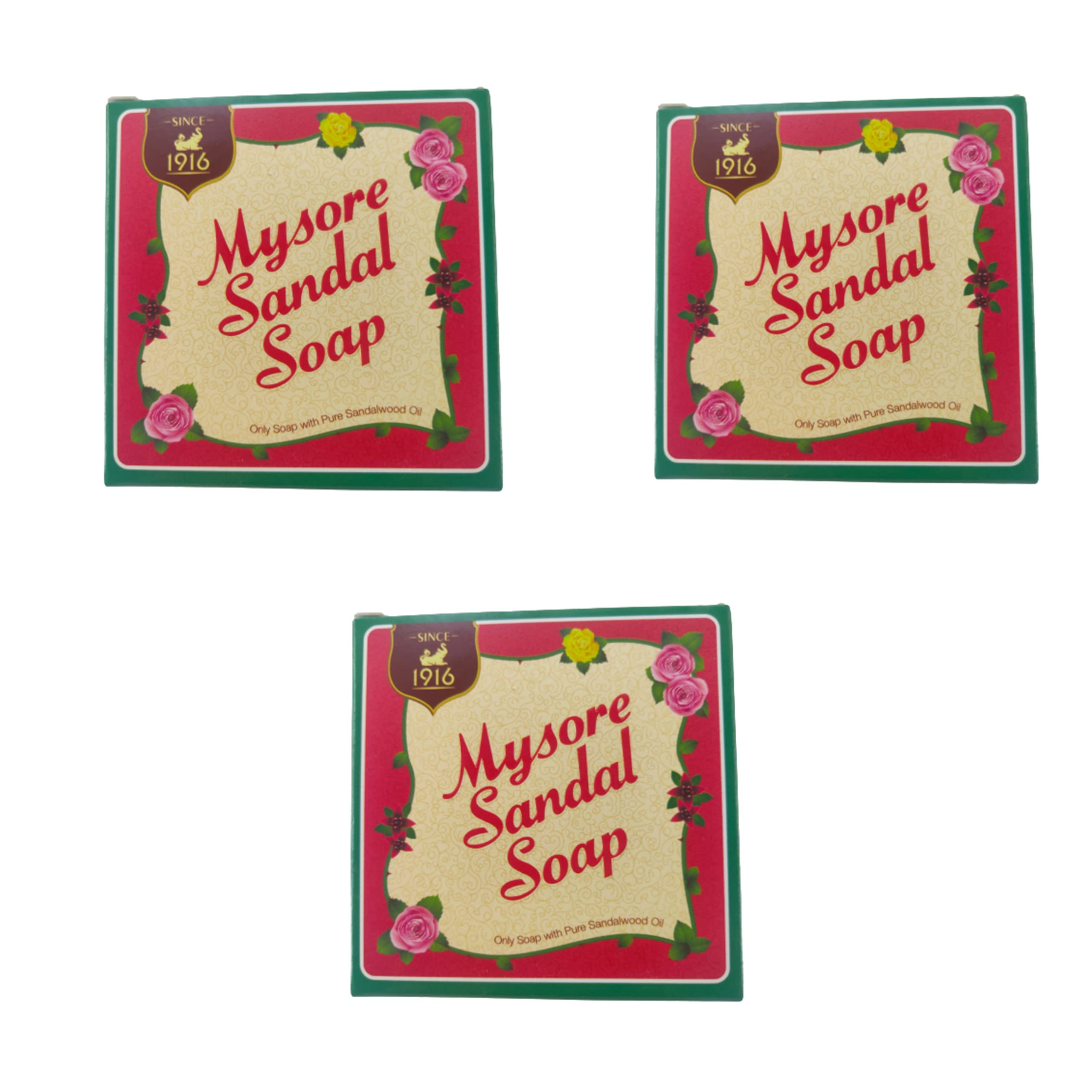 URJUWANI Mysore Sandal Bathing Soap with Pure Sandalwood Oil - 150g Bar (Pack of 3) | Moisturizing & Aromatic Soap for Relaxing Bath & Skin Care