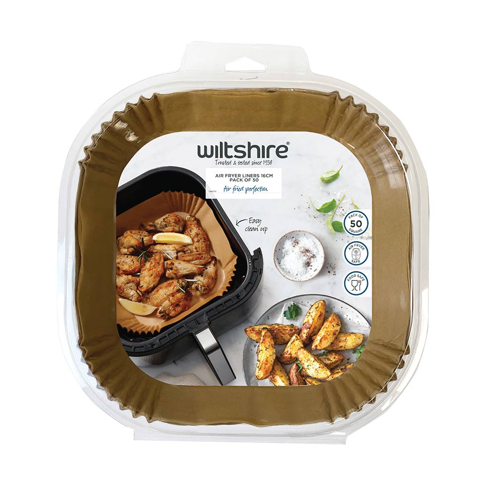 50 Pack 16cm Square Air Fryer Liners - Non-Stick Parchment Paper Sheets for Easy Cooking & Cleaning - Perfect for Air Fryers, Ovens & Baking