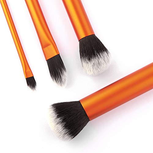 Premium 4-Piece Cosmetic Makeup Brush Set with Travel Storage Pouch - Soft Bristles for Foundation, Blush, Eyeshadow & Contouring - Perfect for Professional Makeup Artists & Home Beauty Routines