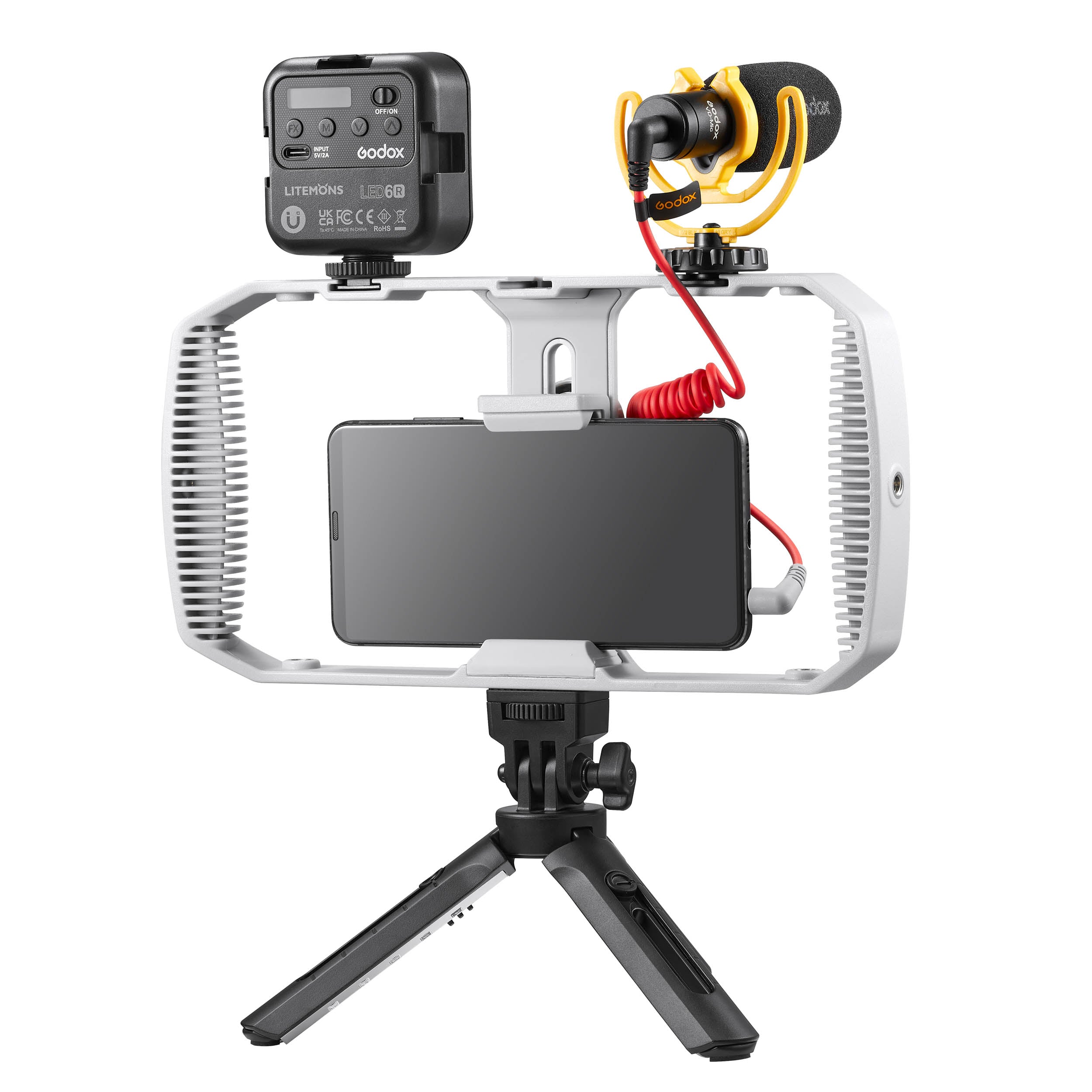 VK1 UC Vlogging Camera Kit for Smartphones - 4K HD Video Recording with Stabilizer, LED Light & Microphone - Perfect for YouTube, TikTok & Travel Vlogging