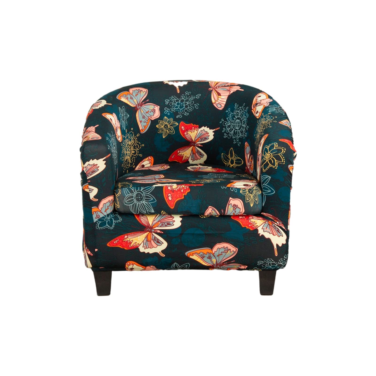 KRFOONN 2-Piece Stretch Printed Round Barrel Chair Slipcover - Removable Elastic Bottom Furniture Protector Cover for Living Room, Bedroom, Office (Color23) - Perfect for Home Decor, Pet Protection & Spill Prevention