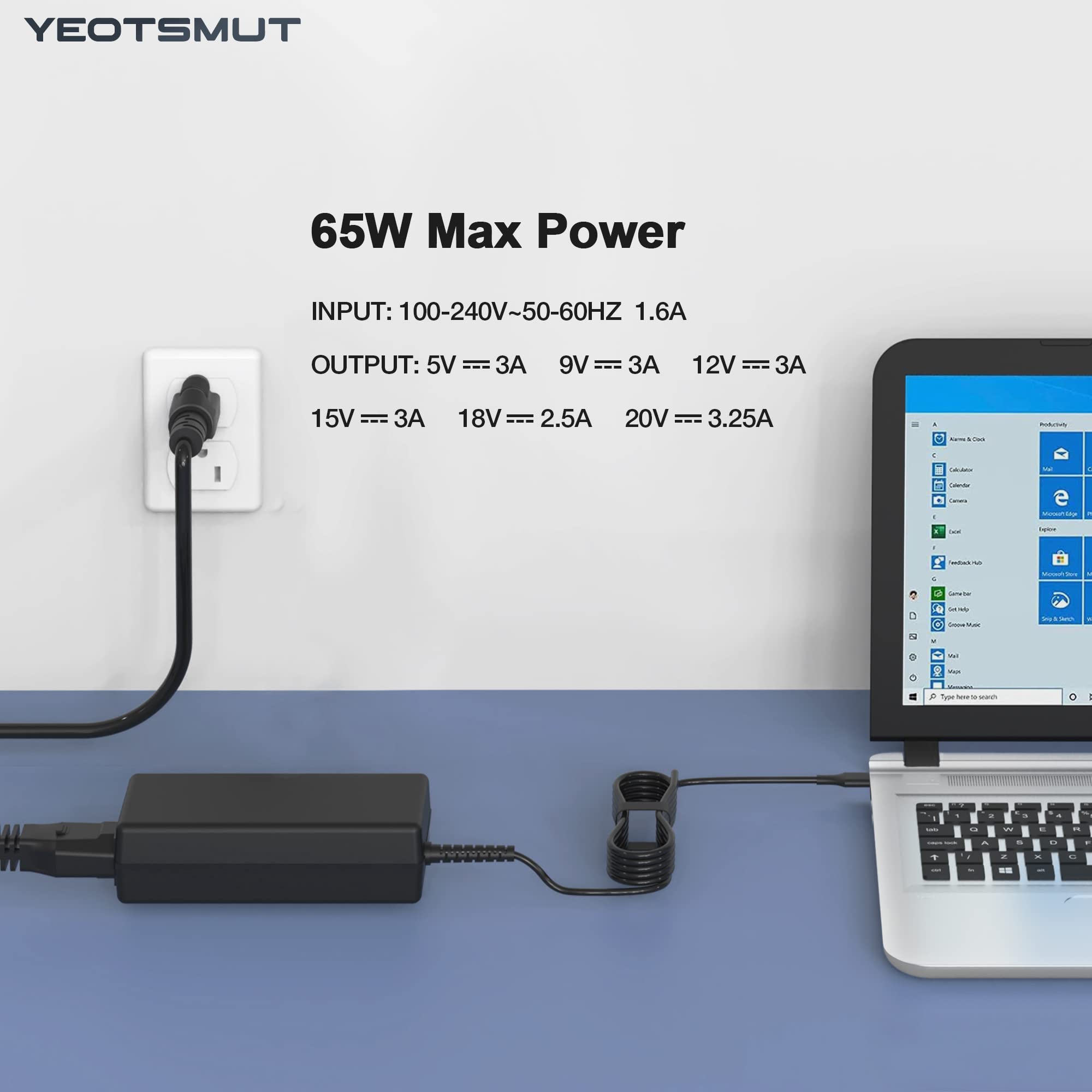 65W 45W USB C Laptop Charger Universal - Fast Charging Type C Adapter for HP, Lenovo, Dell, Acer, Asus, Samsung & Google Chromebook - Perfect for Home, Office & Travel Use