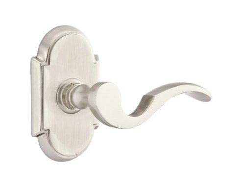 Emtek Privacy Set - Style 8 Rosette Cortina Lever (Left Hand, Pewter Finish) | Modern Door Hardware for Bedrooms & Bathrooms | Durable Interior Door Lock with Elegant Design