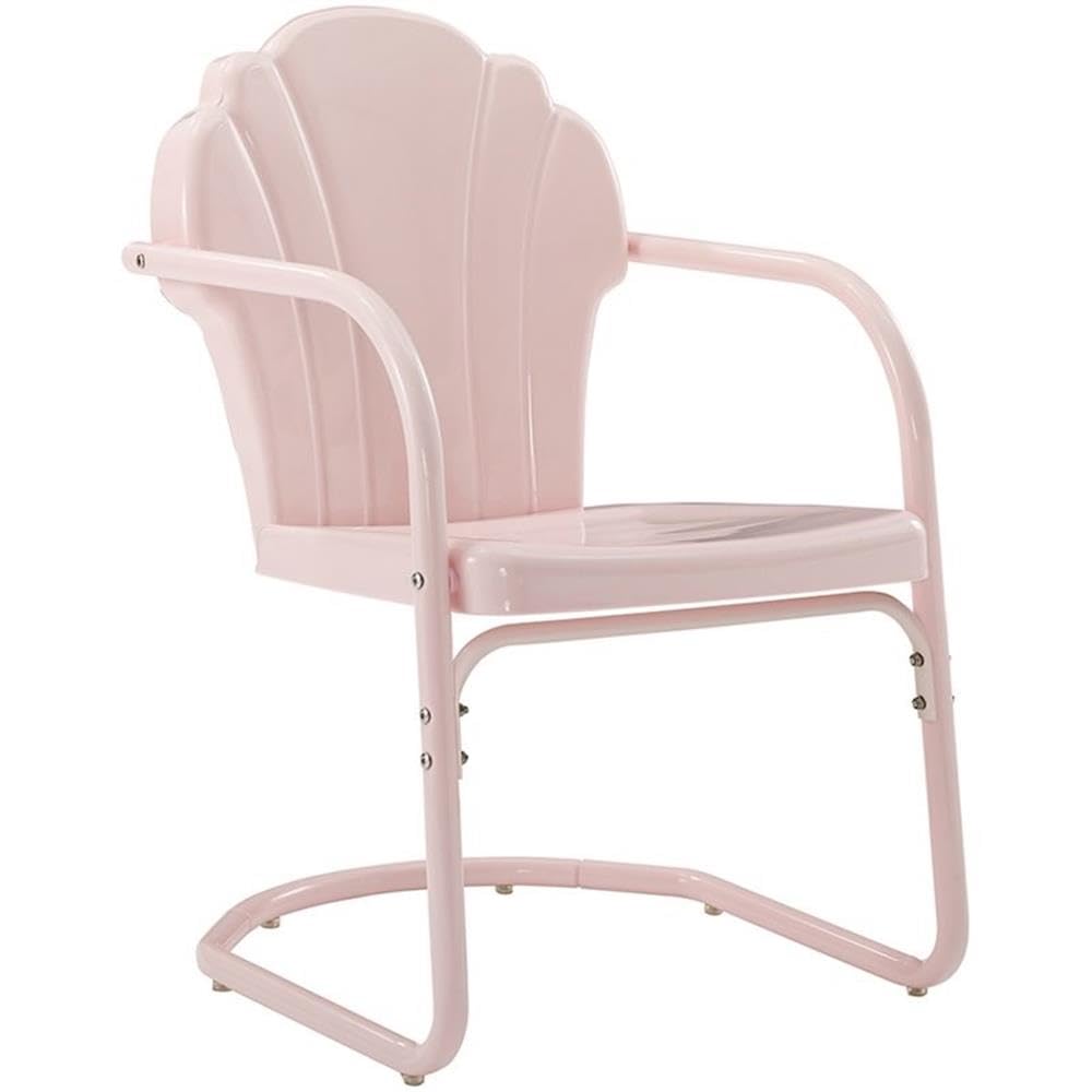 Pastel Pink Gloss Steel Outdoor Chairs (Set of 2) - Weather-Resistant Metal Patio Furniture for Garden, Poolside & Backyard Relaxation