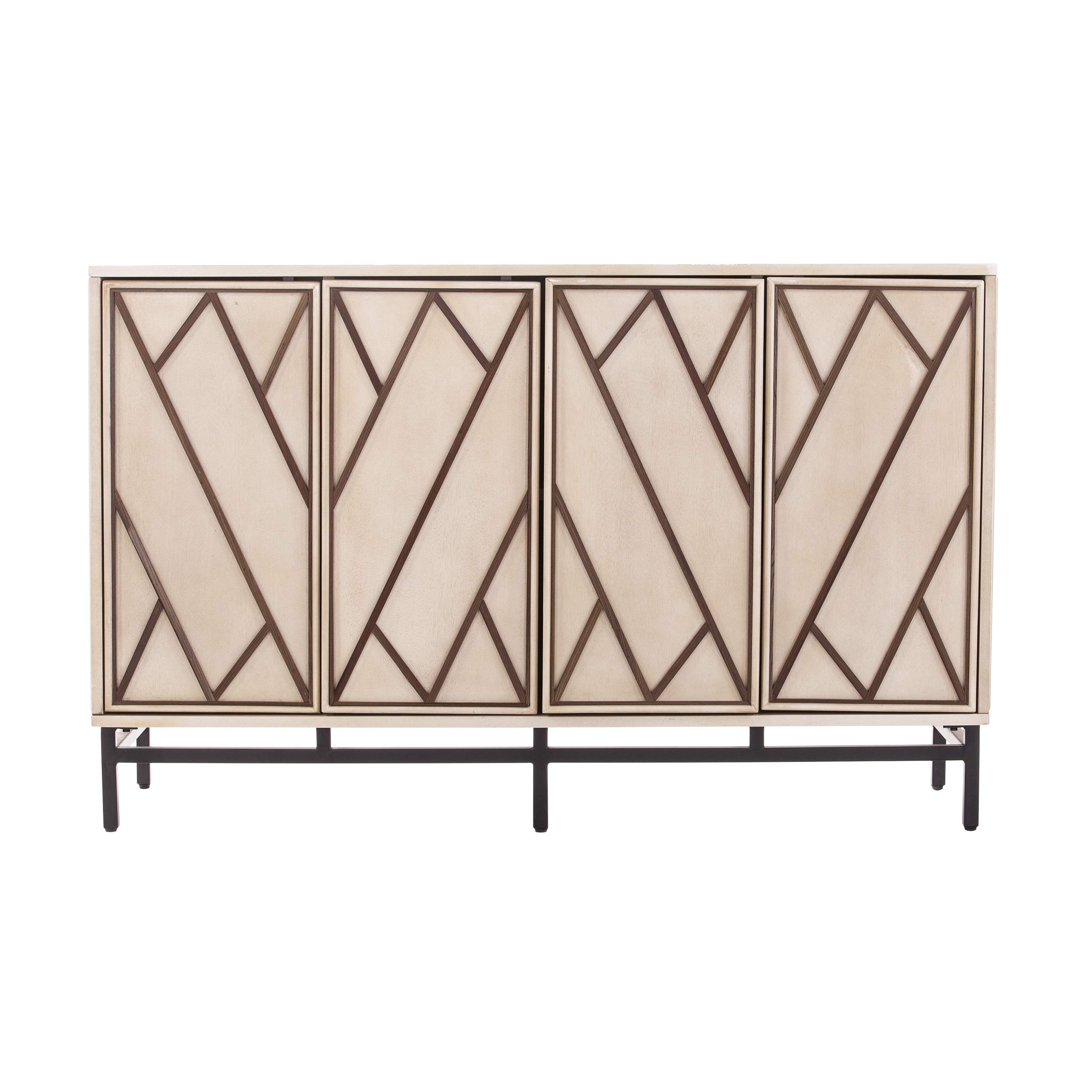 SEI Furniture Bremling Buffet Sideboard - Antique Cream & Black Finish - Elegant Dining Room Storage Cabinet for China, Linens & Entertaining Essentials