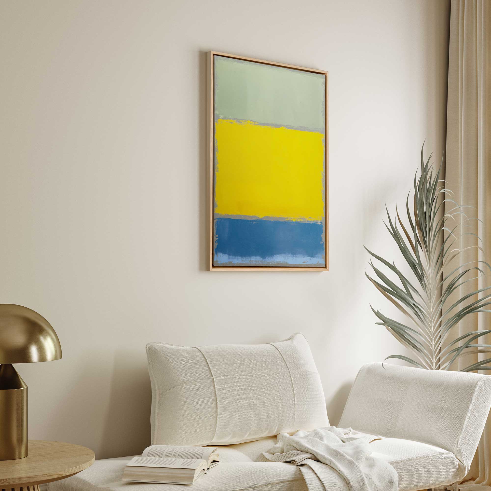 Grey Horizon Glow Canvas Wall Art Print - Modern Abstract Landscape Painting for Living Room, Bedroom & Office Decor