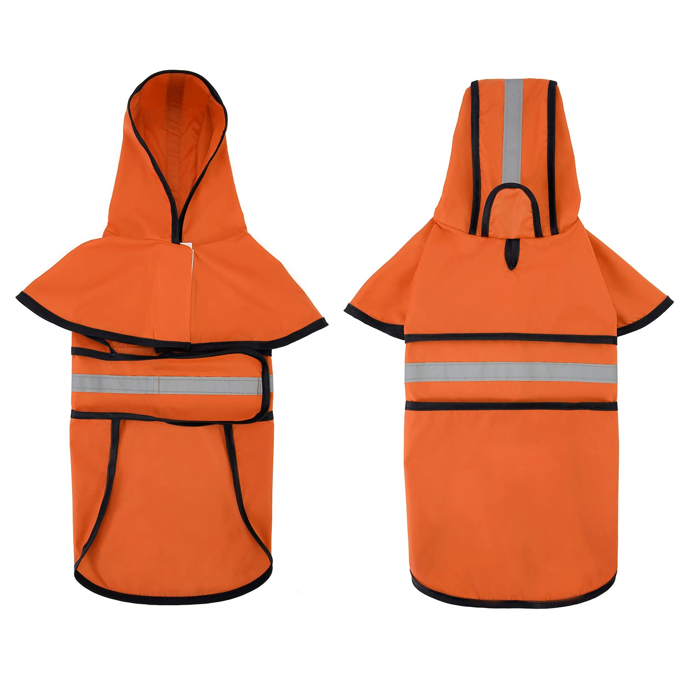 HDE Dog Raincoat Hooded Slicker Poncho - Waterproof Reflective Safety Orange Pet Coat for Small to X-Large Dogs & Puppies - Perfect for Walking, Hiking & Outdoor Adventures in Rainy Weather