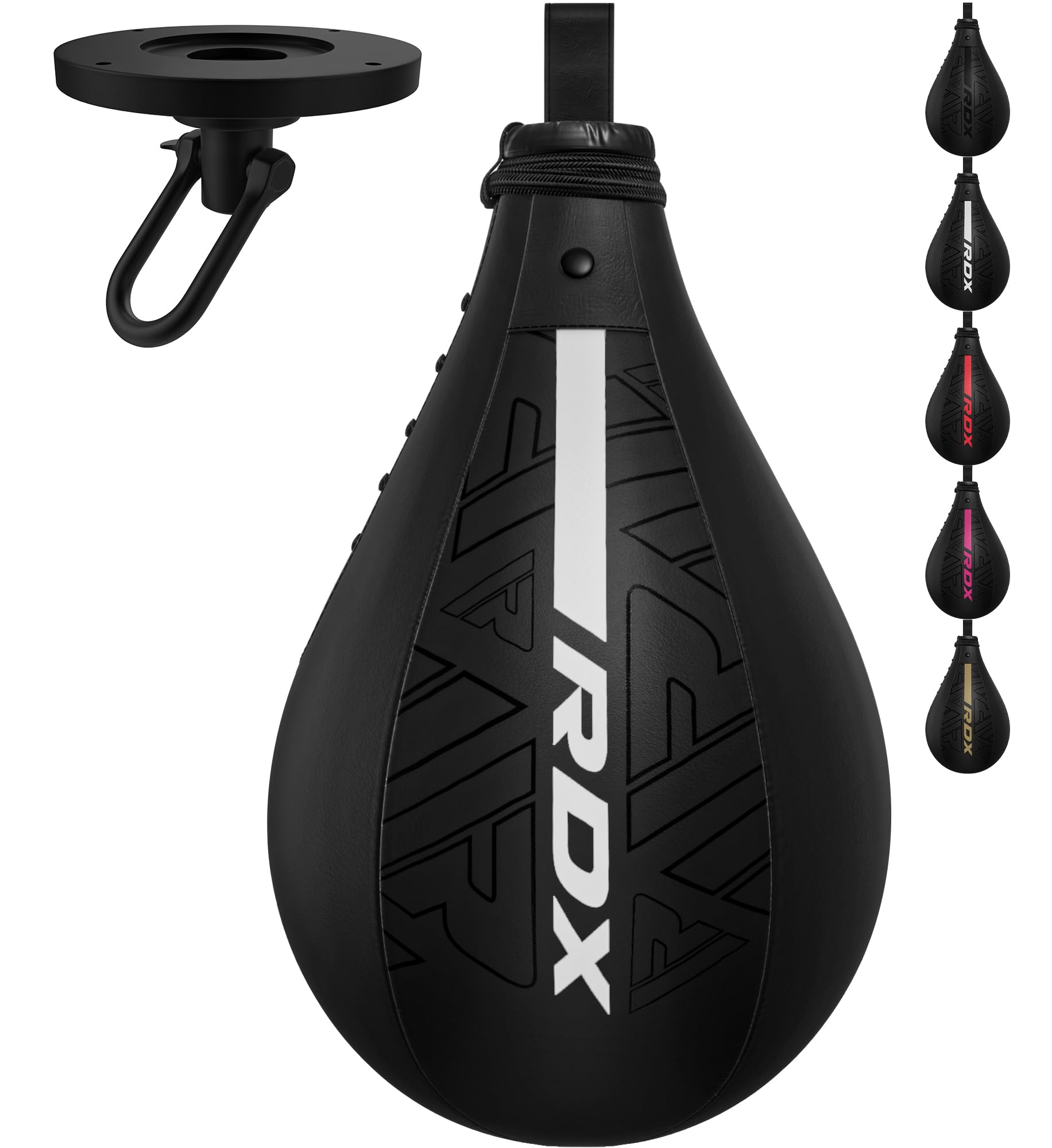 RDX Speed Bag Boxing Ball & Swivel Set - Premium Maya Hide Leather Punching Bag with Extra Bladder for MMA, Muay Thai, Kickboxing Training | Home Gym Equipment for Cardio & Martial Arts Workouts | Perfect for Boxing Practice & Fitness Training